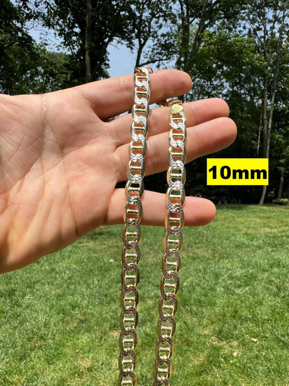 Mariner Link Chain Necklace Or Bracelet - Two Tone Diamond Cut 14k Gold Vermeil 925 Sterling Silver - 6"-30" - 2.5mm-10mm