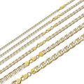 Mariner Link Chain Necklace Or Bracelet - Two Tone Diamond Cut 14k Gold Vermeil 925 Sterling Silver - 6"-30" - 2.5mm-10mm