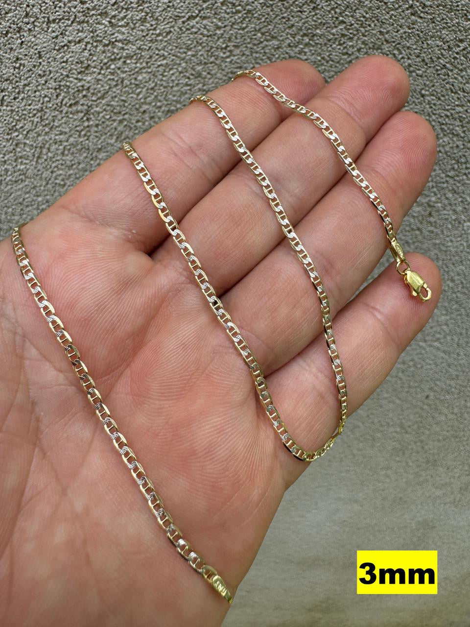 Mariner Link Chain Necklace Or Bracelet - Two Tone Diamond Cut 14k Gold Vermeil 925 Sterling Silver - 6"-30" - 2.5mm-10mm