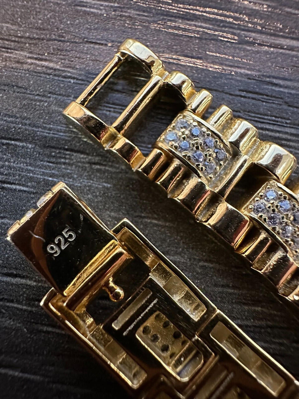 Everyday Classic Presidential Custom Link Bracelet Iced Out CZ Stones - 14k Gold Vermeil 925 Silver - 10mm - 7.5"-8.5"