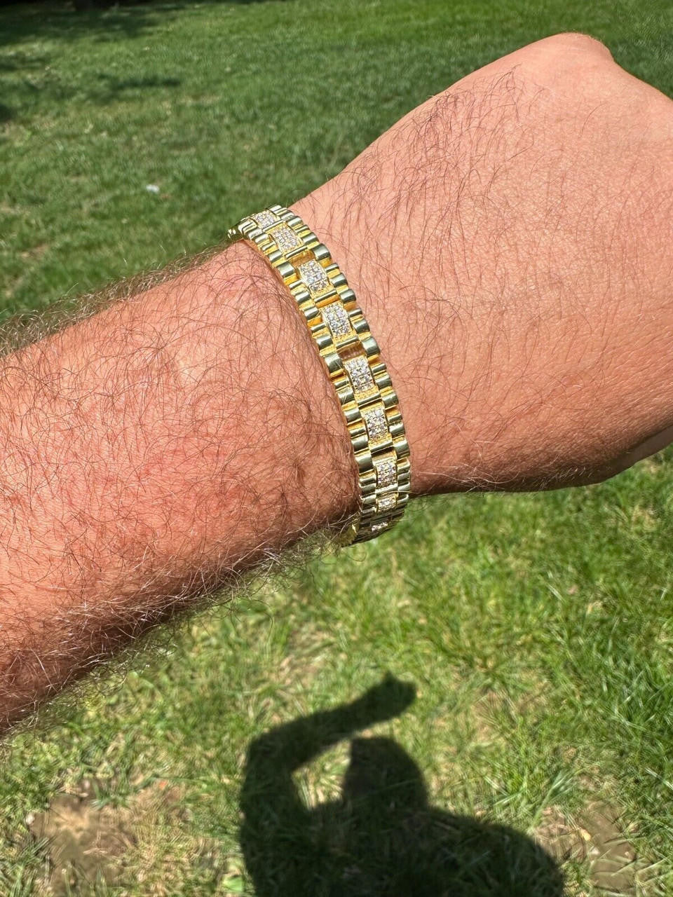 Everyday Classic Presidential Custom Link Bracelet Iced Out CZ Stones - 14k Gold Vermeil 925 Silver - 10mm - 7.5"-8.5"