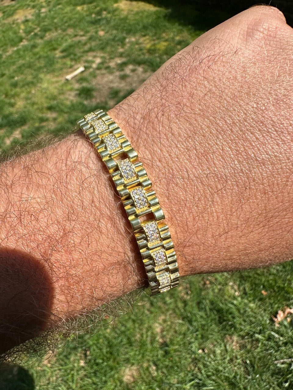 Everyday Classic Presidential Custom Link Bracelet Iced Out CZ Stones - 14k Gold Vermeil 925 Silver - 10mm - 7.5"-8.5"