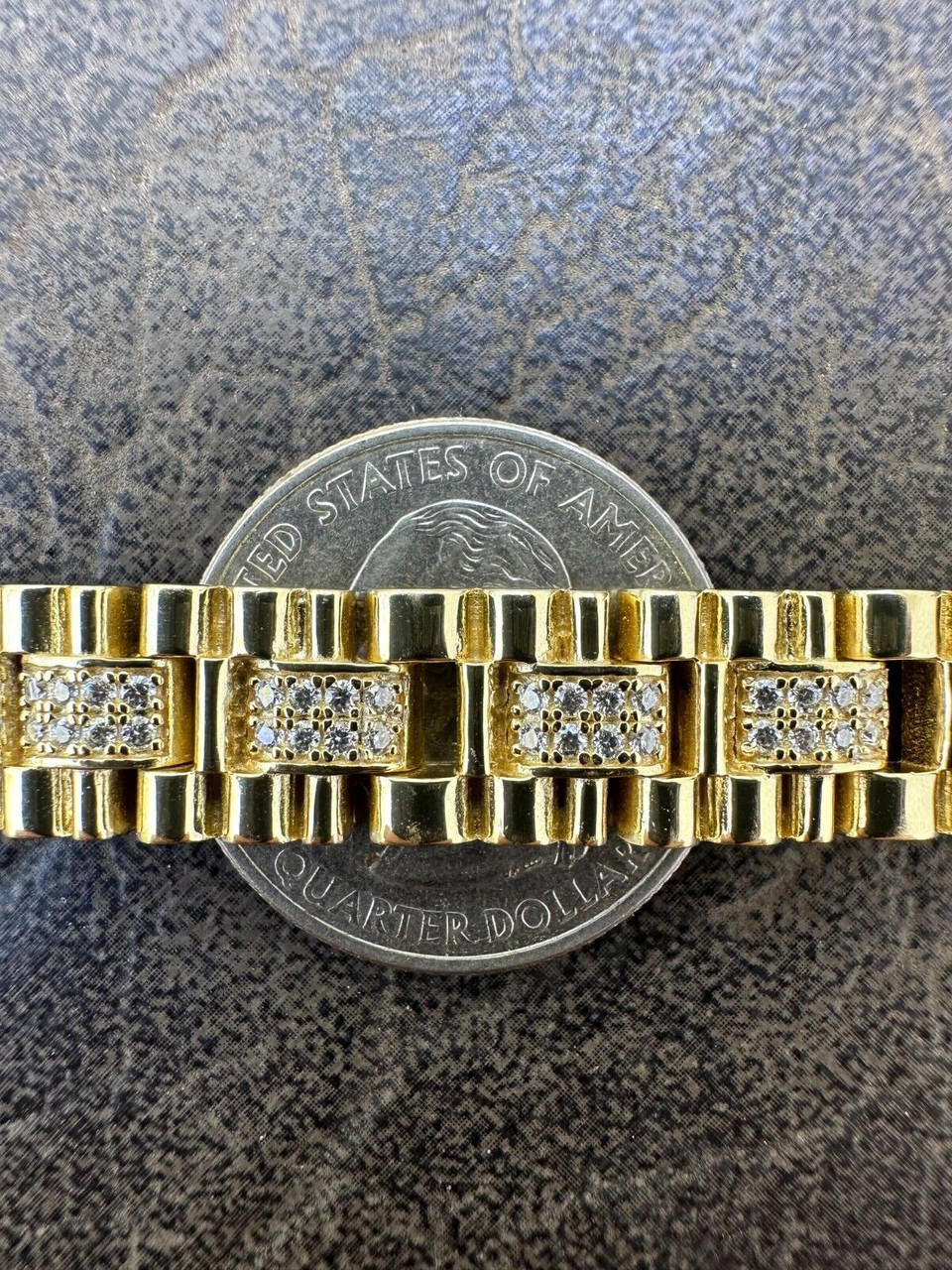 Everyday Classic Presidential Custom Link Bracelet Iced Out CZ Stones - 14k Gold Vermeil 925 Silver - 10mm - 7.5"-8.5"