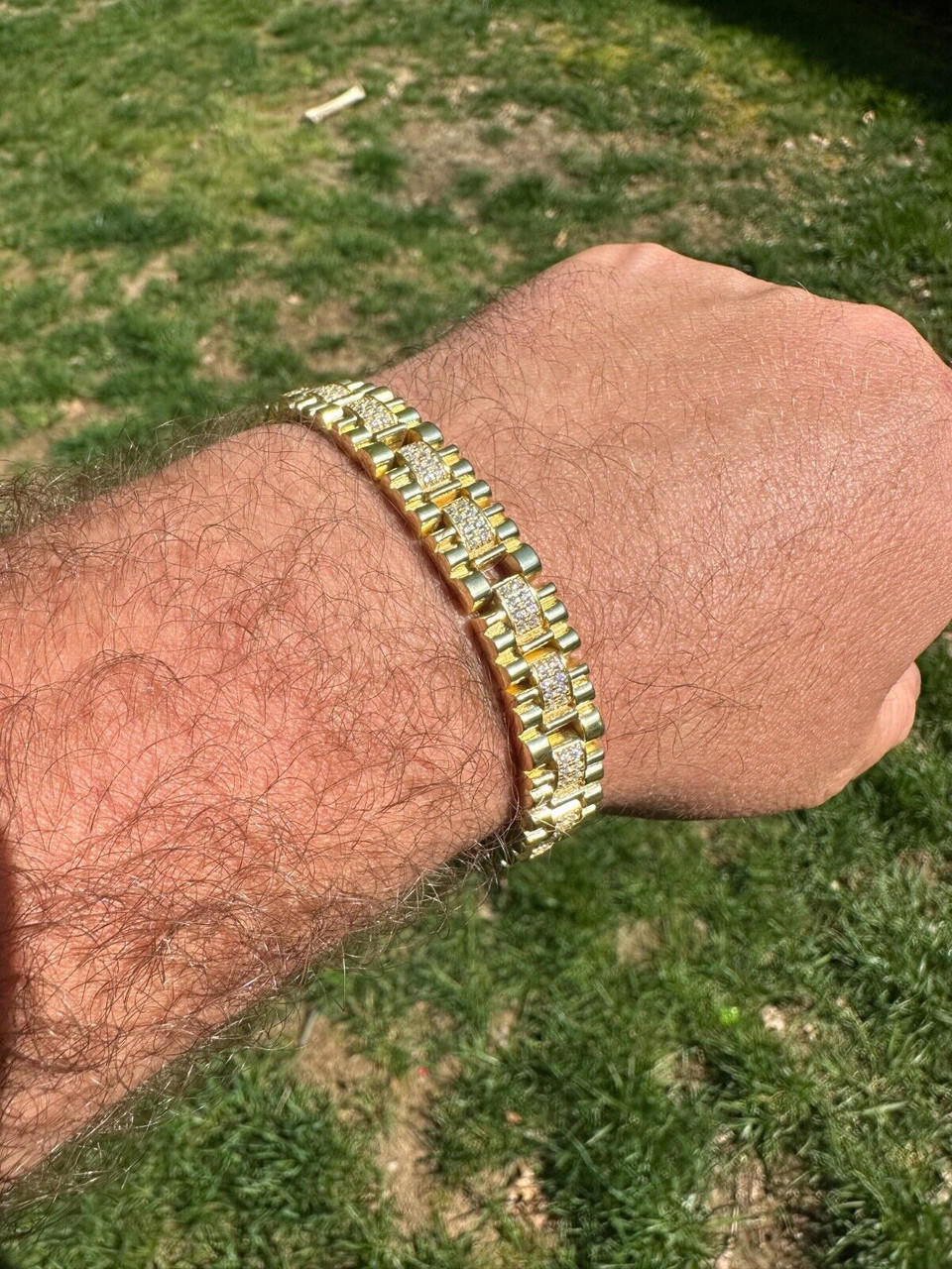 Everyday Classic Presidential Custom Link Bracelet Iced Out CZ Stones - 14k Gold Vermeil 925 Silver - 10mm - 7.5"-8.5"