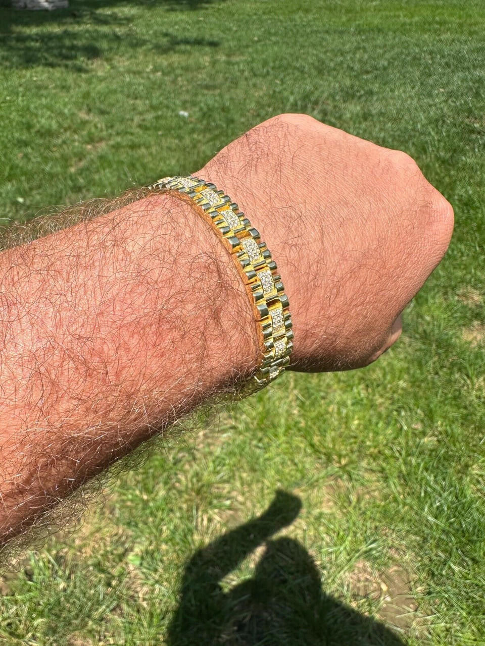 Everyday Classic Presidential Custom Link Bracelet Iced Out CZ Stones - 14k Gold Vermeil 925 Silver - 10mm - 7.5"-8.5"