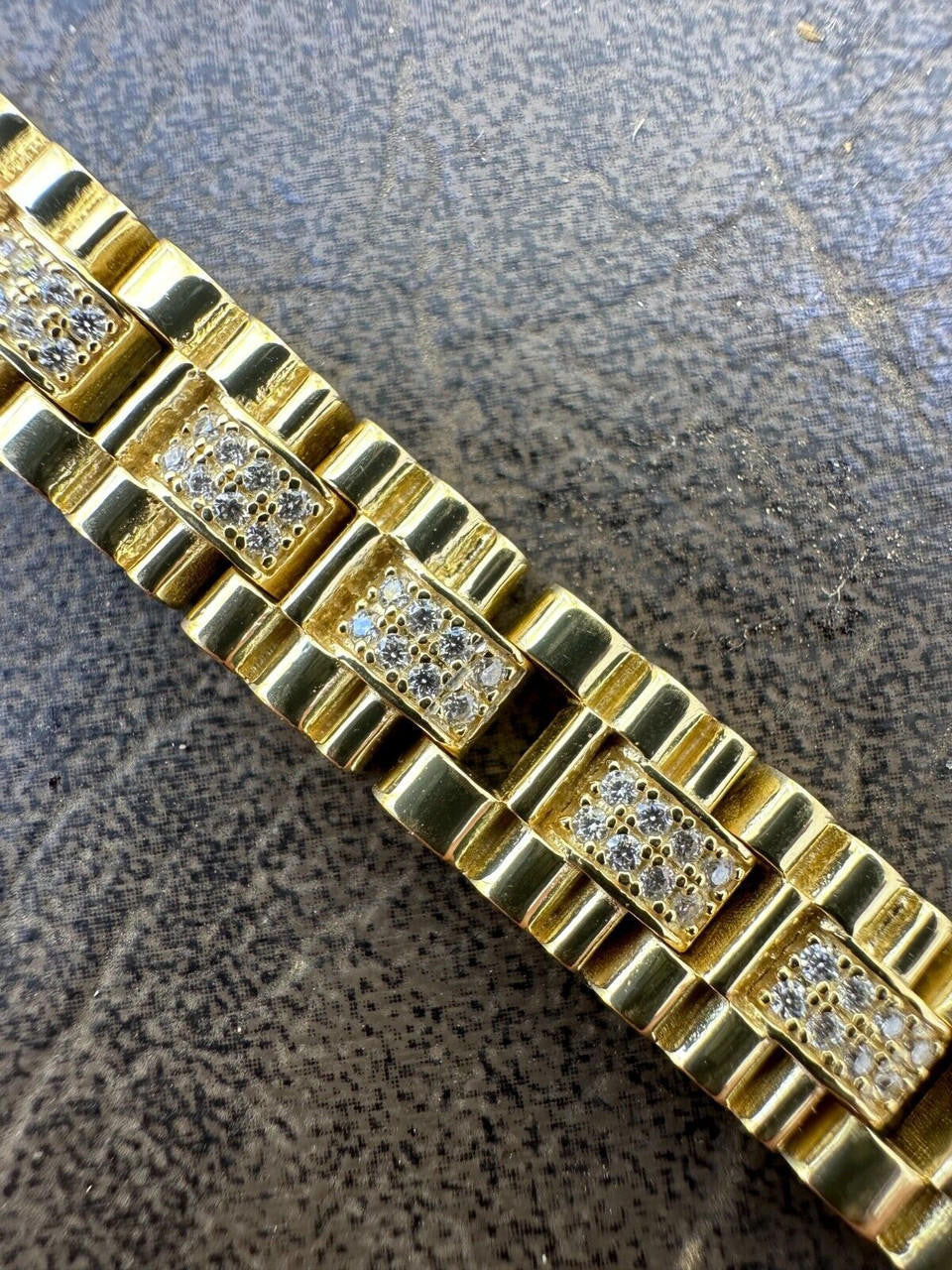 Everyday Classic Presidential Custom Link Bracelet Iced Out CZ Stones - 14k Gold Vermeil 925 Silver - 10mm - 7.5"-8.5"