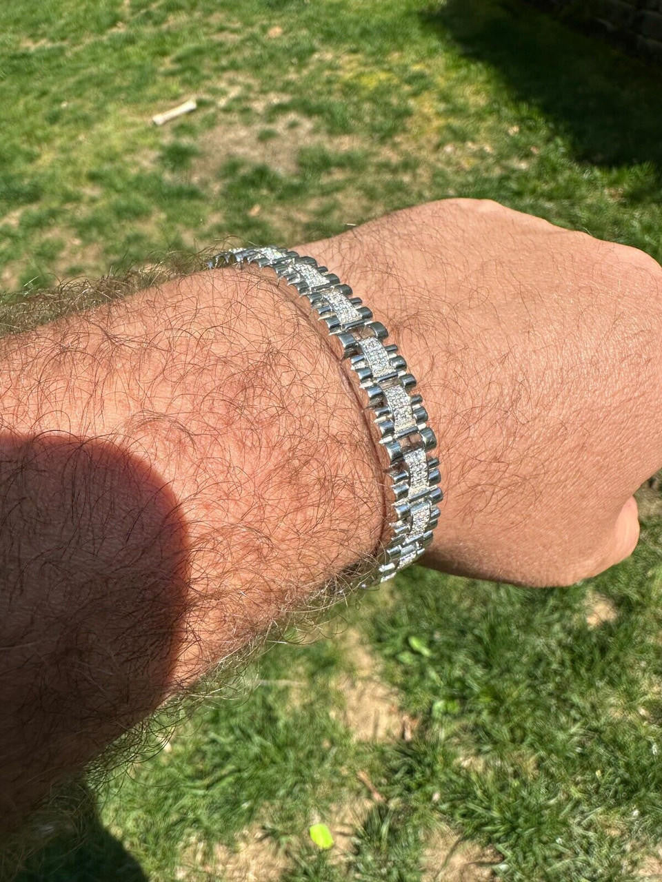 Everyday Classic Presidential Custom Link Bracelet Iced Out CZ Stones - 925 Silver - 10mm - 7.5"-8.5"