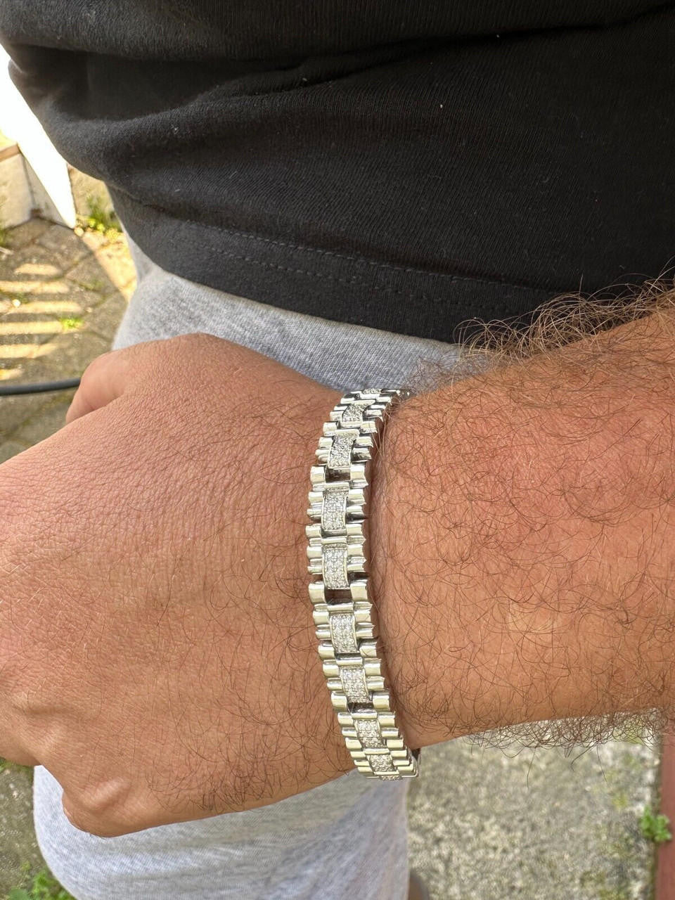 Everyday Classic Presidential Custom Link Bracelet Iced Out CZ Stones - 925 Silver - 10mm - 7.5"-8.5"