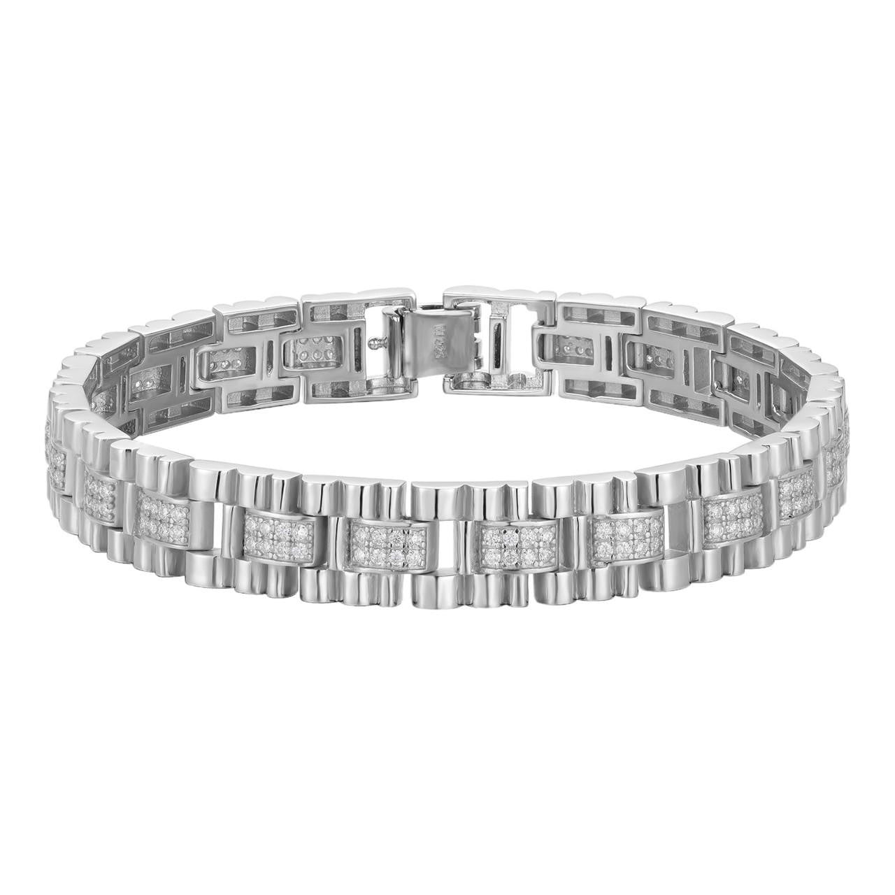 Everyday Classic Presidential Custom Link Bracelet Iced Out CZ Stones - 925 Silver - 10mm - 7.5"-8.5"