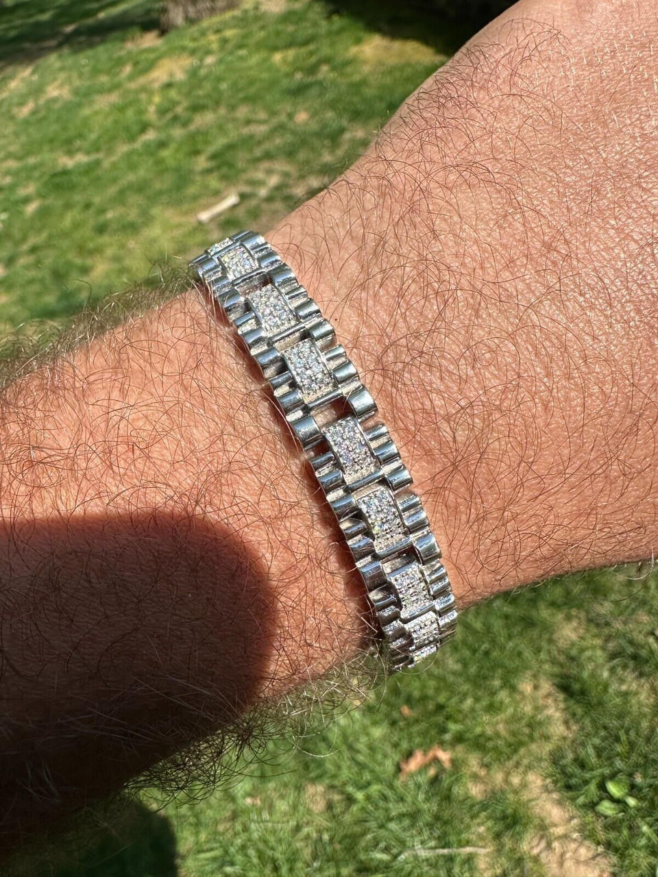 Everyday Classic Presidential Custom Link Bracelet Iced Out CZ Stones - 925 Silver - 10mm - 7.5"-8.5"