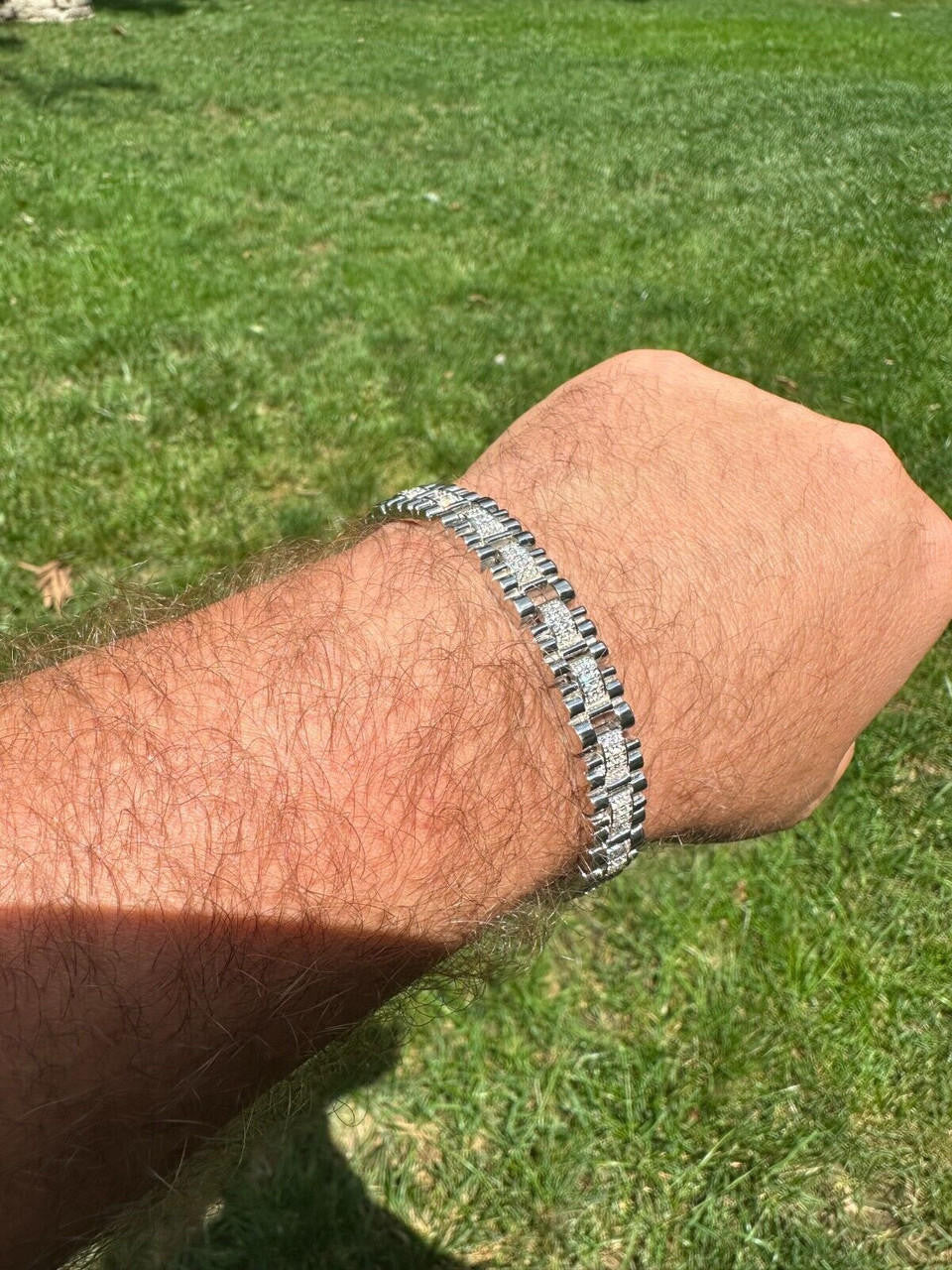 Everyday Classic Presidential Custom Link Bracelet Iced Out CZ Stones - 925 Silver - 10mm - 7.5"-8.5"