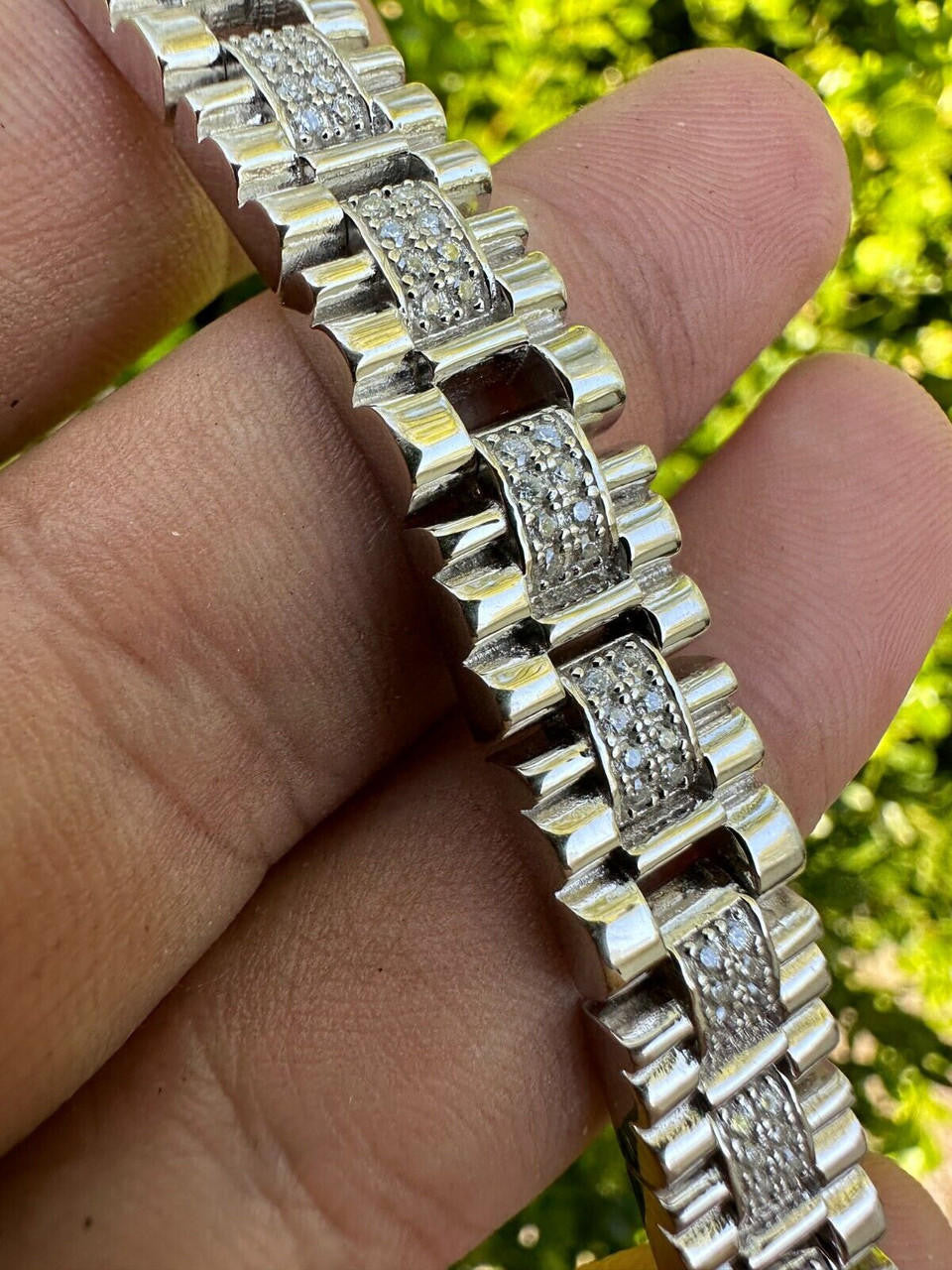 Everyday Classic Presidential Custom Link Bracelet Iced Out CZ Stones - 925 Silver - 10mm - 7.5"-8.5"