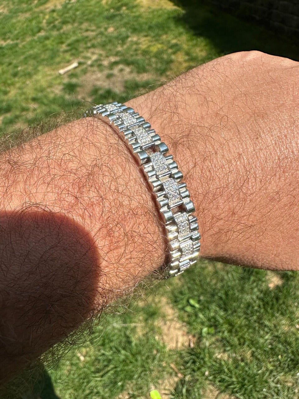 Everyday Classic Presidential Custom Link Bracelet Iced Out CZ Stones - 925 Silver - 10mm - 7.5"-8.5"