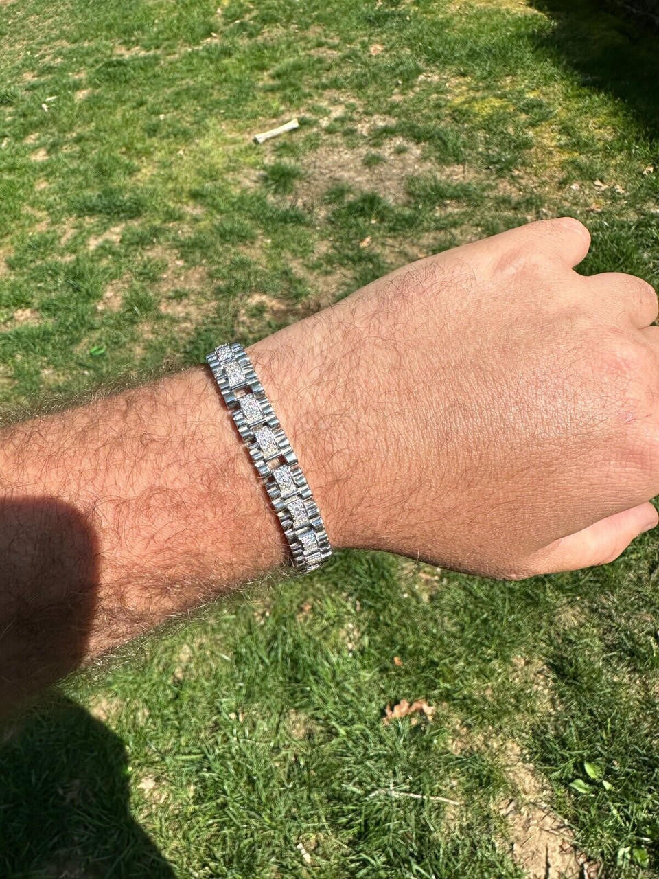 Everyday Classic Presidential Custom Link Bracelet Iced Out CZ Stones - 925 Silver - 10mm - 7.5"-8.5"