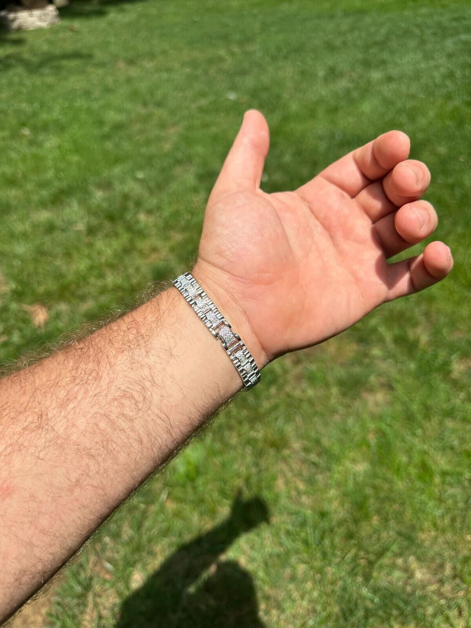 Everyday Classic Presidential Custom Link Bracelet Iced Out CZ Stones - 925 Silver - 10mm - 7.5"-8.5"