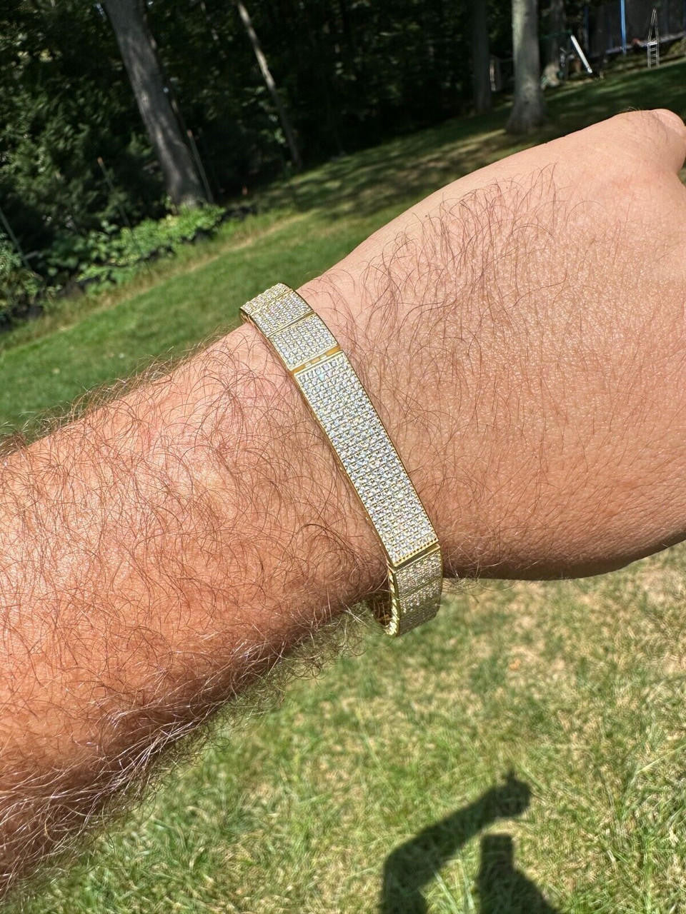 Vegas Custom Link ID Bracelet Iced Out CZ Stones - 14k Gold Vermeil 925 Silver - 12.5mm - 7.5"-8.5"