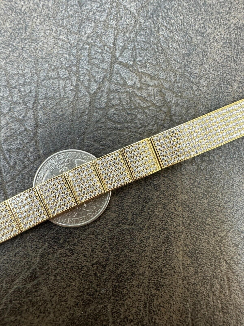 Vegas Custom Link ID Bracelet Iced Out CZ Stones - 14k Gold Vermeil 925 Silver - 12.5mm - 7.5"-8.5"