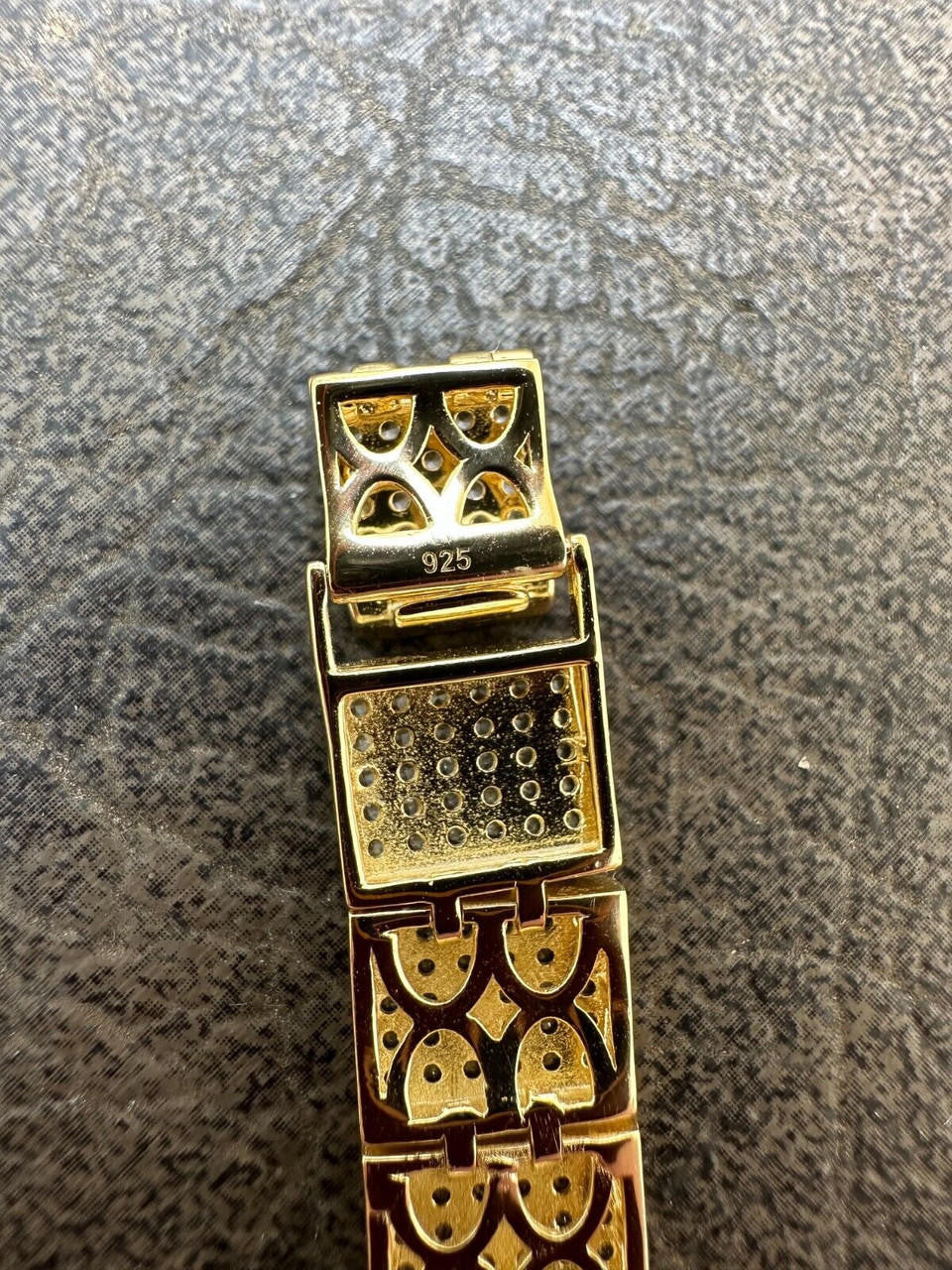 Vegas Custom Link ID Bracelet Iced Out CZ Stones - 14k Gold Vermeil 925 Silver - 12.5mm - 7.5"-8.5"