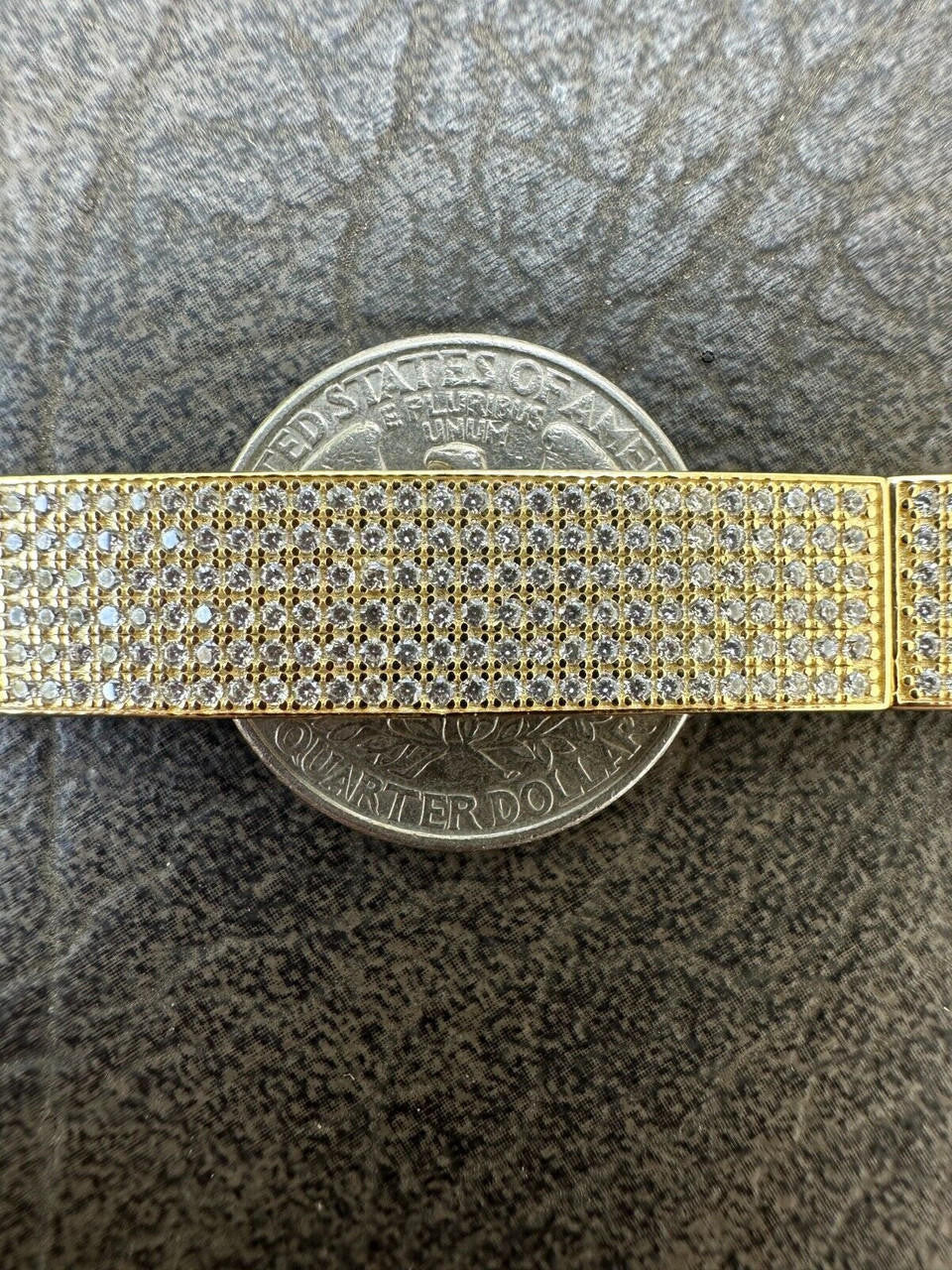 Vegas Custom Link ID Bracelet Iced Out CZ Stones - 14k Gold Vermeil 925 Silver - 12.5mm - 7.5"-8.5"