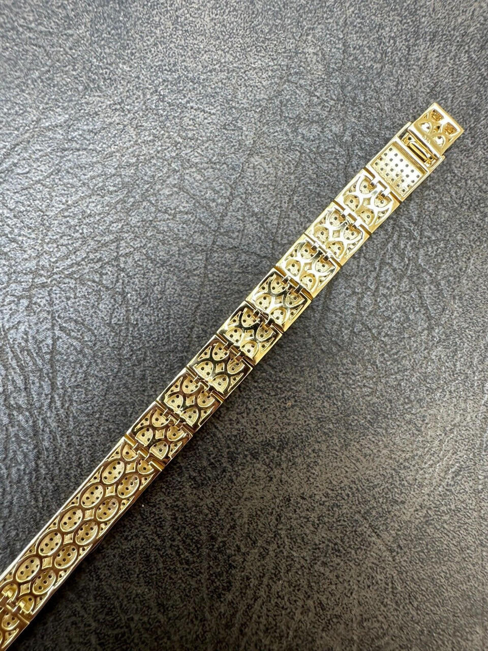 Vegas Custom Link ID Bracelet Iced Out CZ Stones - 14k Gold Vermeil 925 Silver - 12.5mm - 7.5"-8.5"
