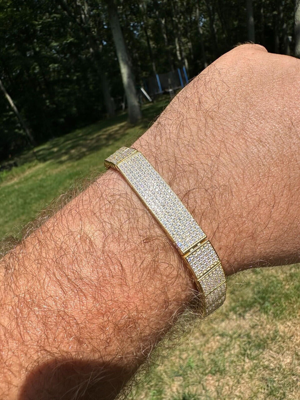Vegas Custom Link ID Bracelet Iced Out CZ Stones - 14k Gold Vermeil 925 Silver - 12.5mm - 7.5"-8.5"