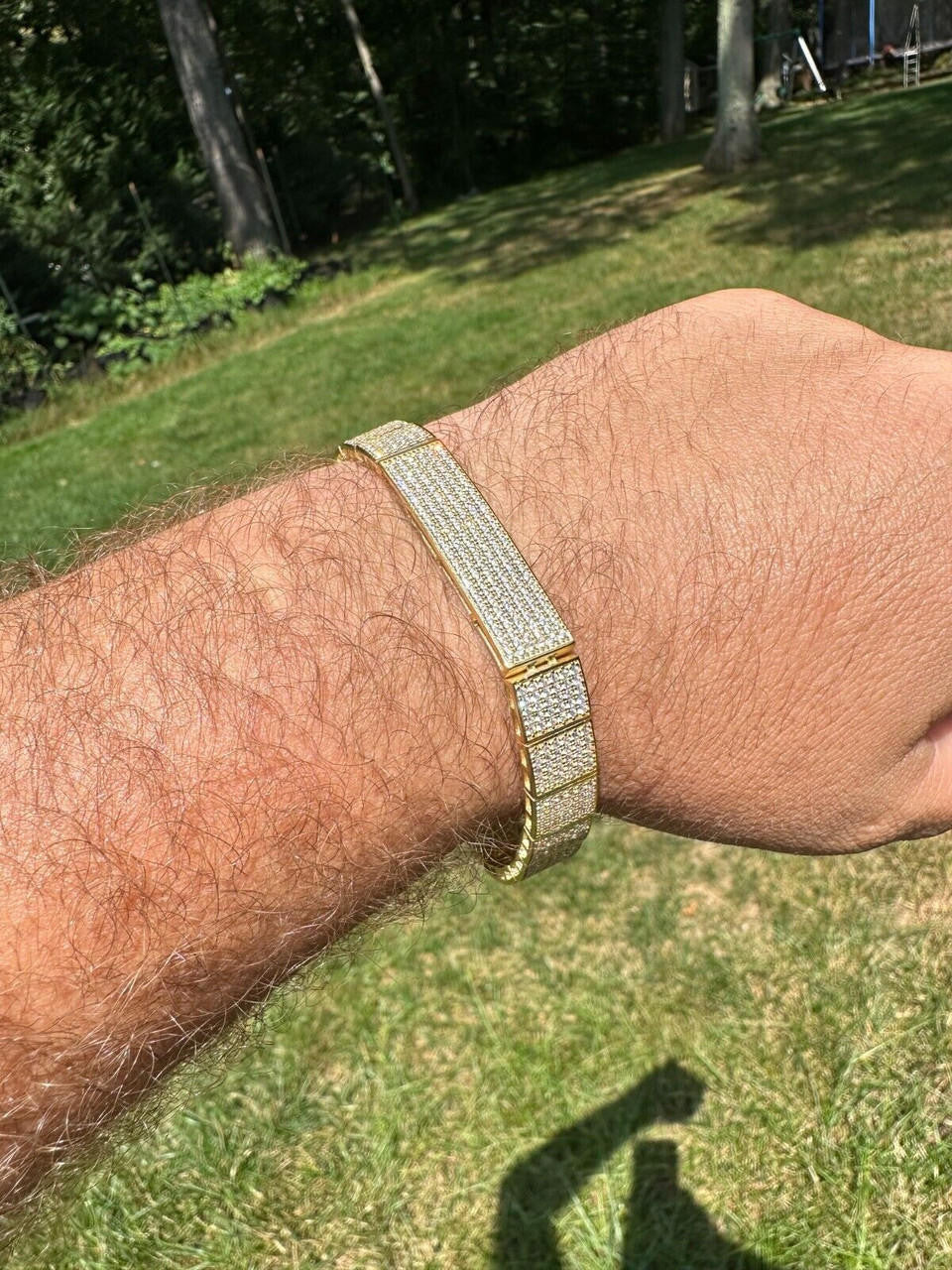 Vegas Custom Link ID Bracelet Iced Out CZ Stones - 14k Gold Vermeil 925 Silver - 12.5mm - 7.5"-8.5"