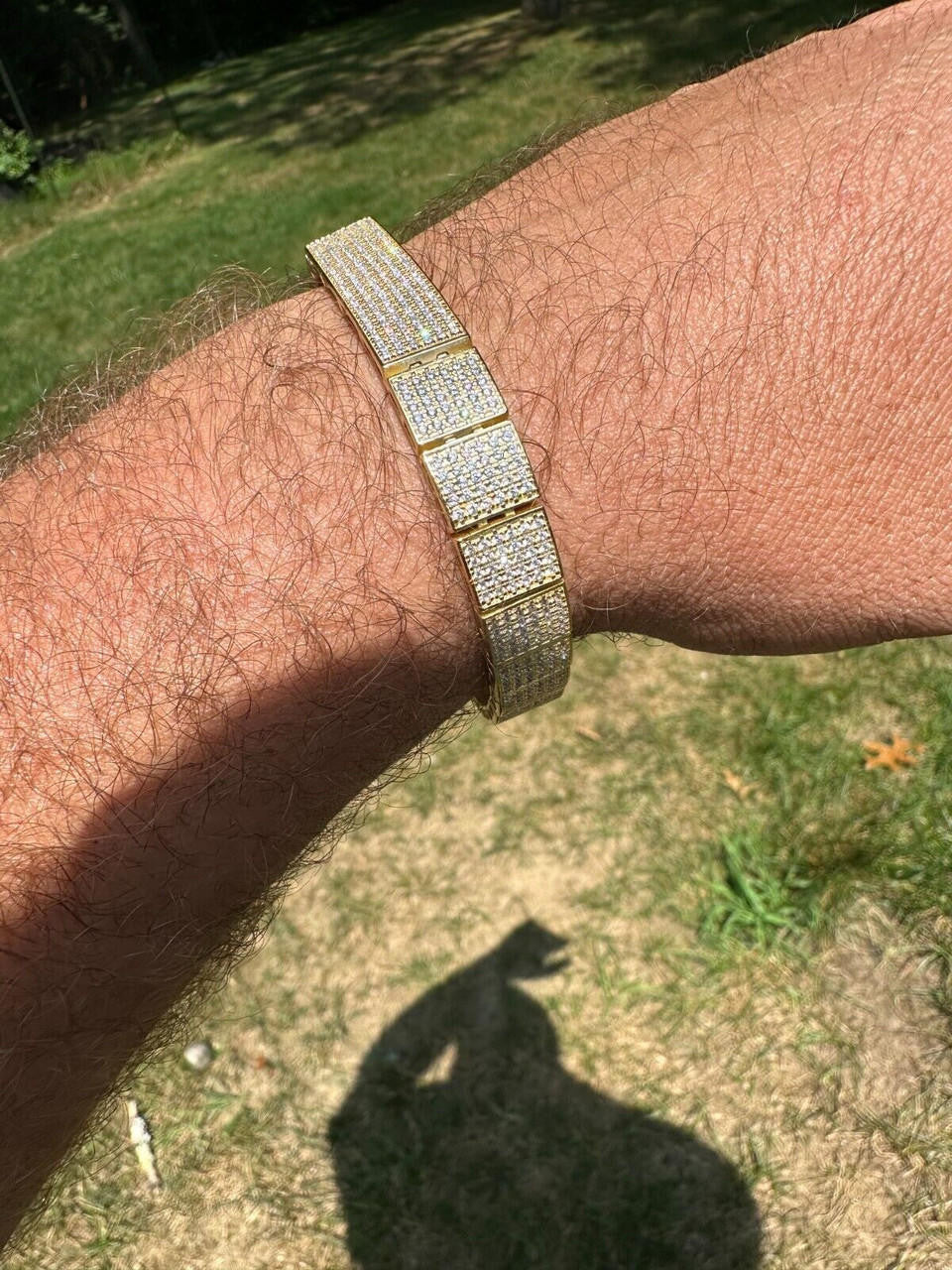 Vegas Custom Link ID Bracelet Iced Out CZ Stones - 14k Gold Vermeil 925 Silver - 12.5mm - 7.5"-8.5"