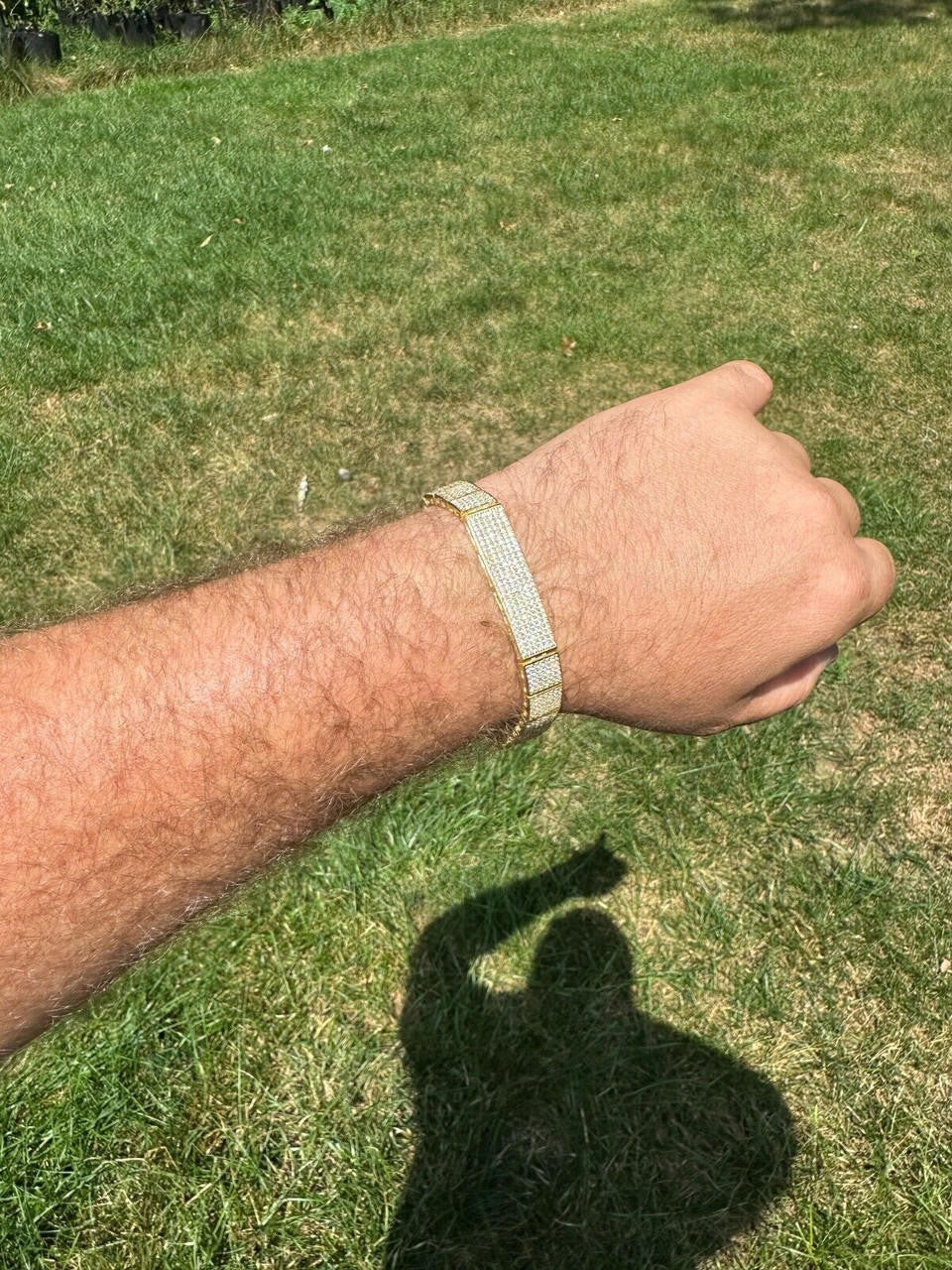 Vegas Custom Link ID Bracelet Iced Out CZ Stones - 14k Gold Vermeil 925 Silver - 12.5mm - 7.5"-8.5"
