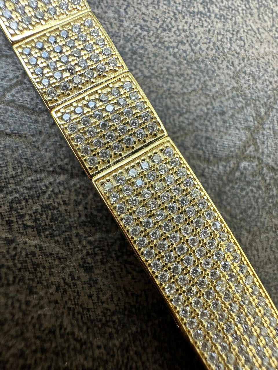Vegas Custom Link ID Bracelet Iced Out CZ Stones - 14k Gold Vermeil 925 Silver - 12.5mm - 7.5"-8.5"