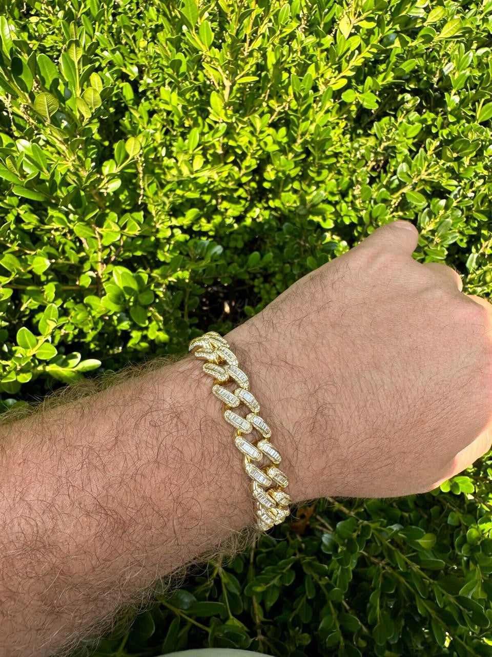 Classic Baguette Miami Cuban Link Braceket Iced Out - 14k Gold Vermeil 925 Silver - 12mm - 7"-8.5"