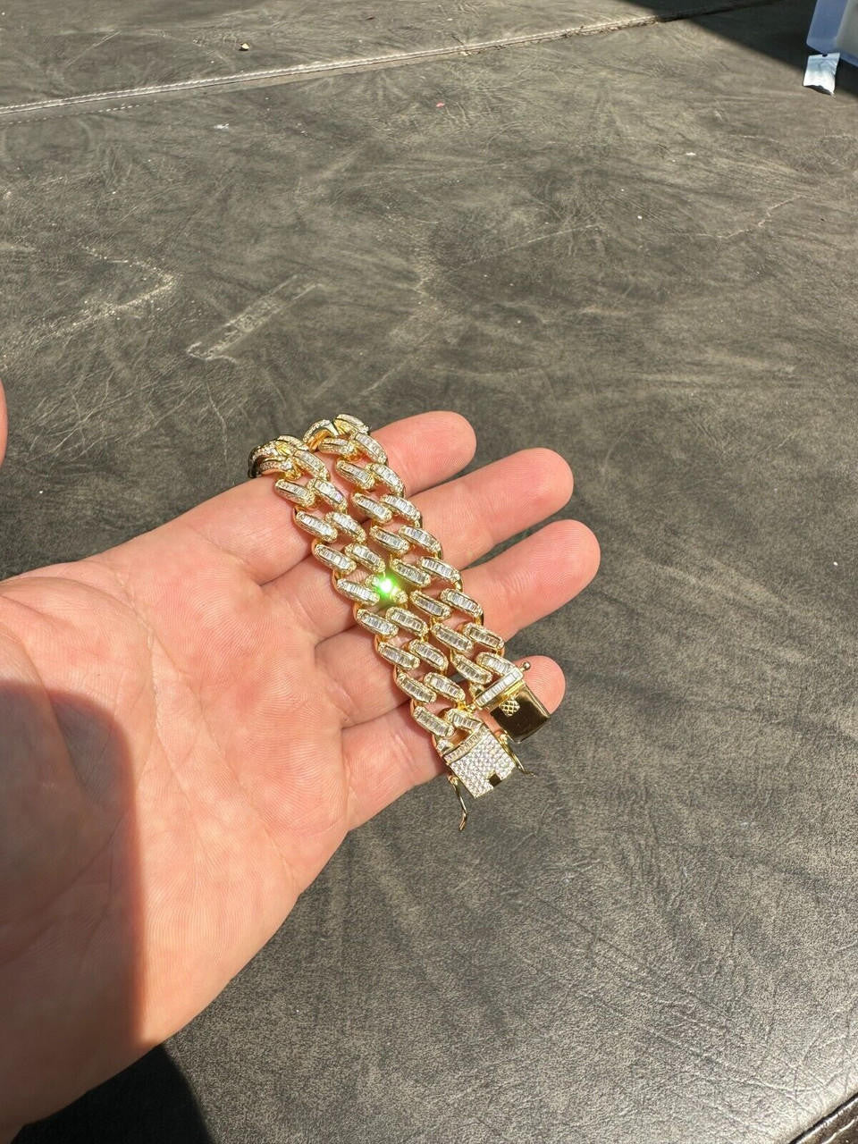 Classic Baguette Miami Cuban Link Braceket Iced Out - 14k Gold Vermeil 925 Silver - 12mm - 7"-8.5"