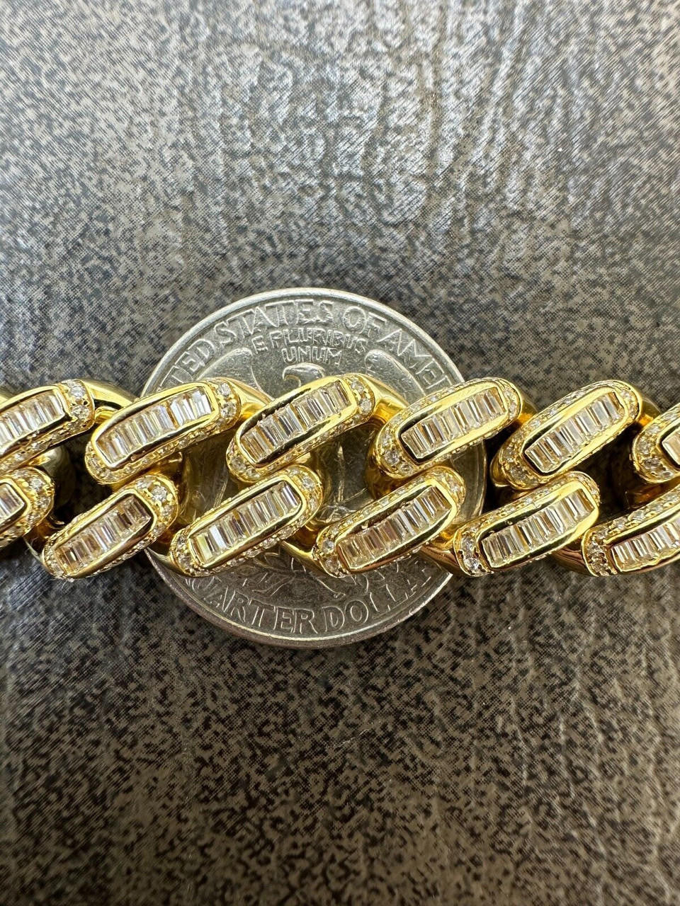 Classic Baguette Miami Cuban Link Braceket Iced Out - 14k Gold Vermeil 925 Silver - 12mm - 7"-8.5"