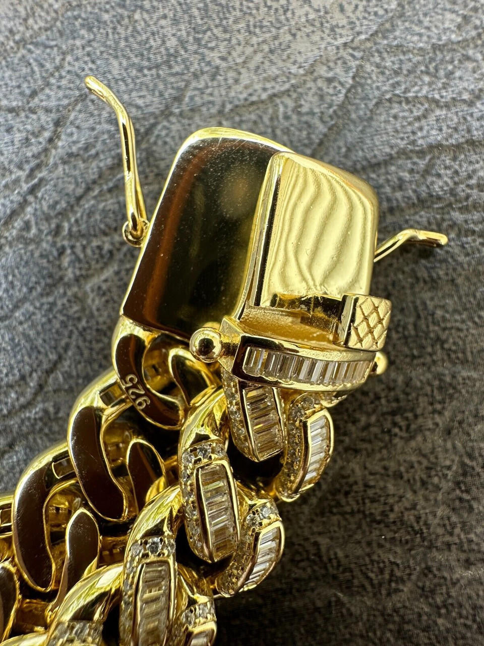 Classic Baguette Miami Cuban Link Braceket Iced Out - 14k Gold Vermeil 925 Silver - 12mm - 7"-8.5"