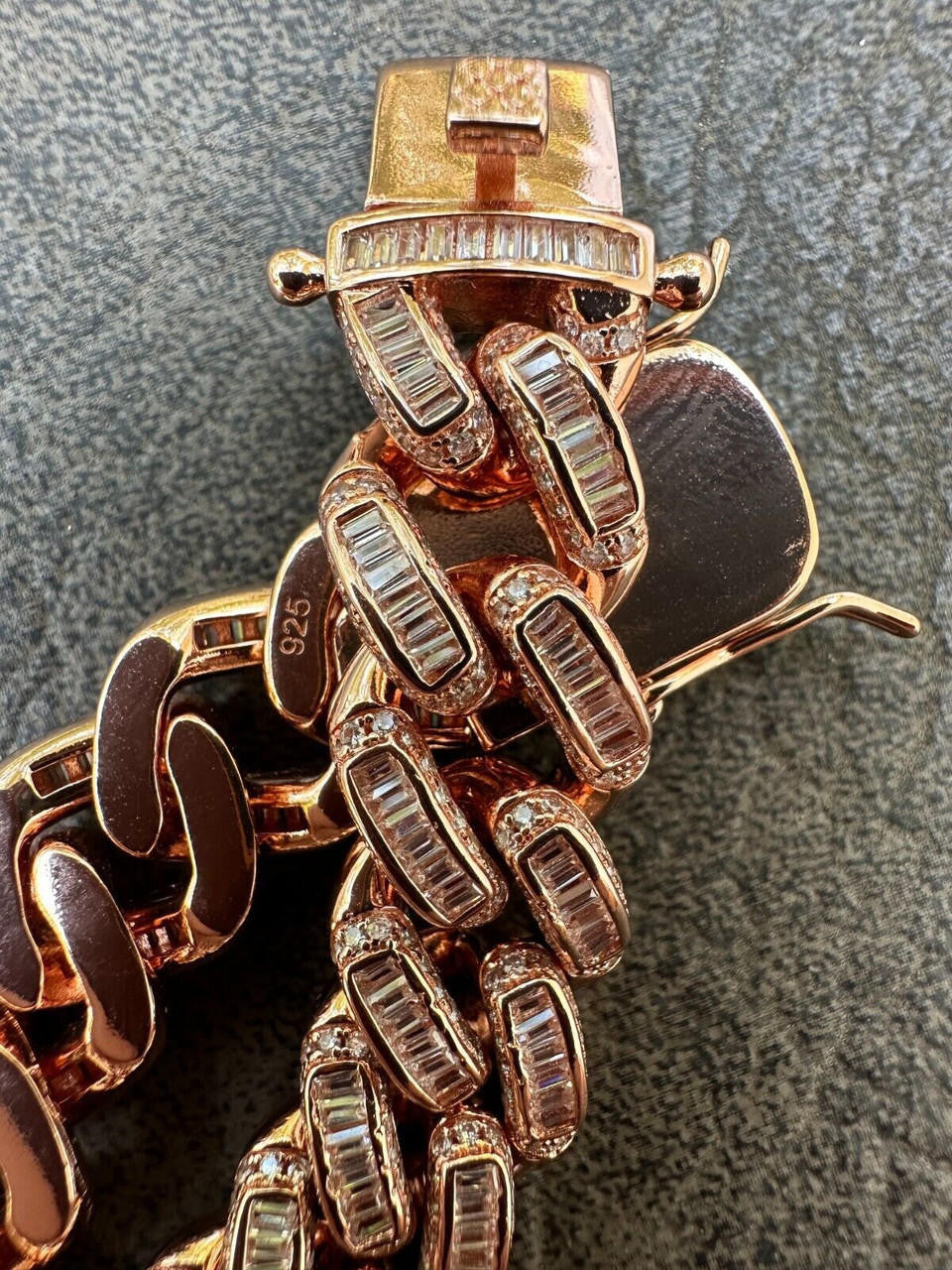 Classic Baguette Miami Cuban Link Bracelet Iced Out - 14k Rose Gold Vermeil 925 Silver - 12mm - 7"-8.5"