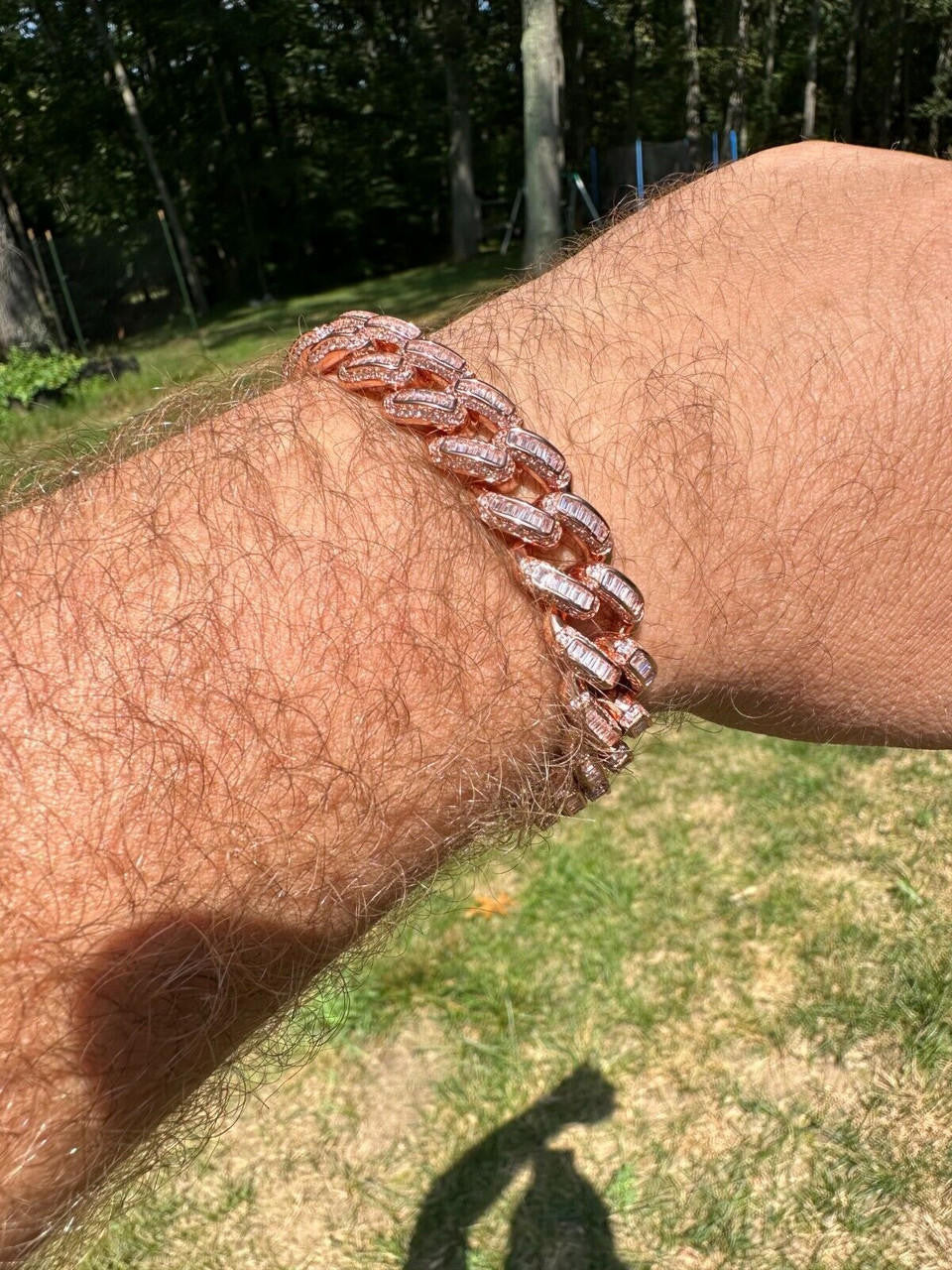 Classic Baguette Miami Cuban Link Bracelet Iced Out - 14k Rose Gold Vermeil 925 Silver - 12mm - 7"-8.5"