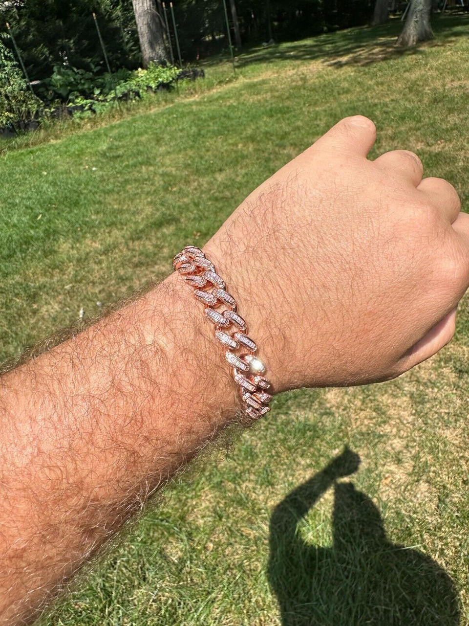 Classic Baguette Miami Cuban Link Bracelet Iced Out - 14k Rose Gold Vermeil 925 Silver - 12mm - 7"-8.5"