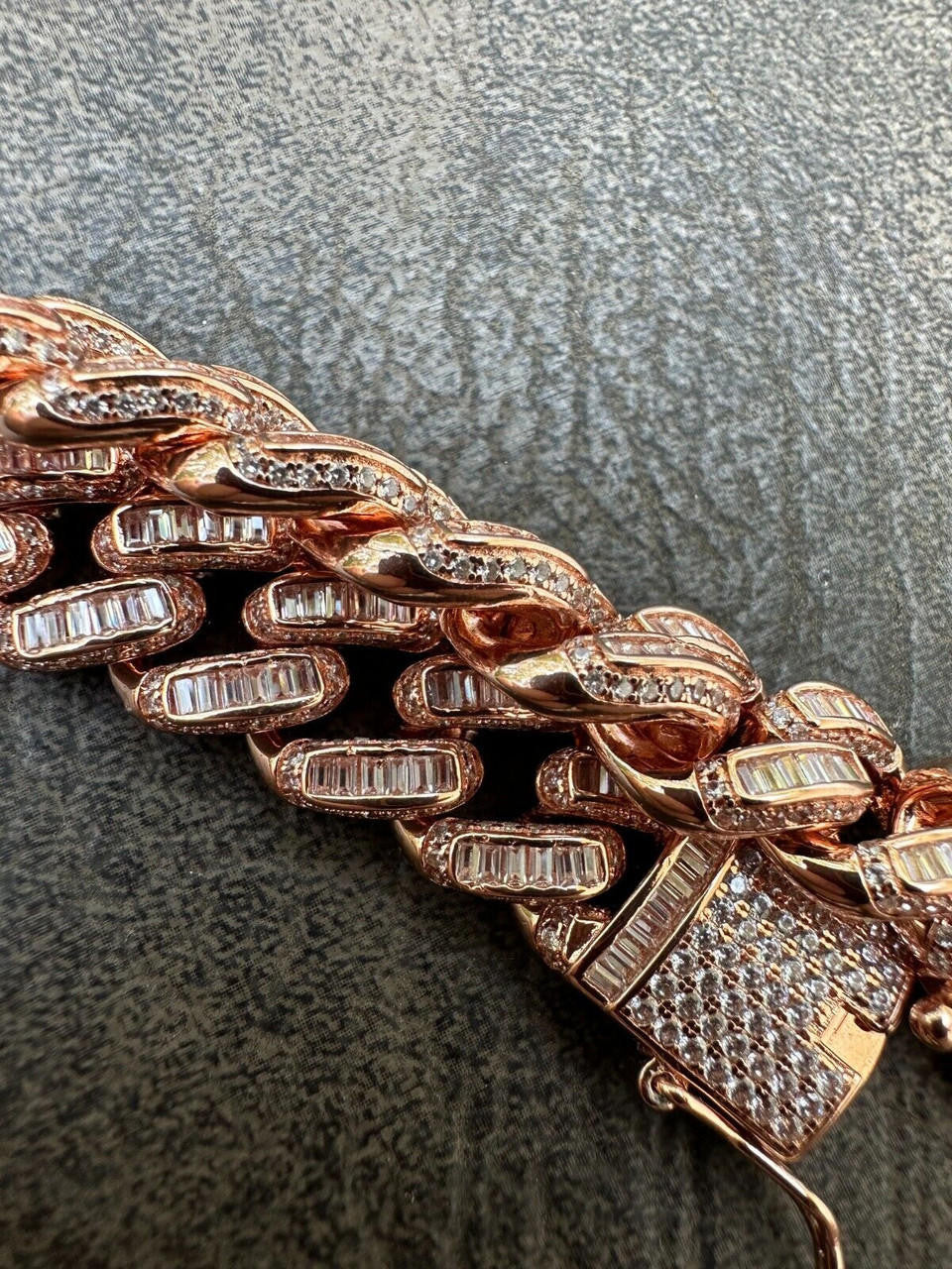 Classic Baguette Miami Cuban Link Bracelet Iced Out - 14k Rose Gold Vermeil 925 Silver - 12mm - 7"-8.5"