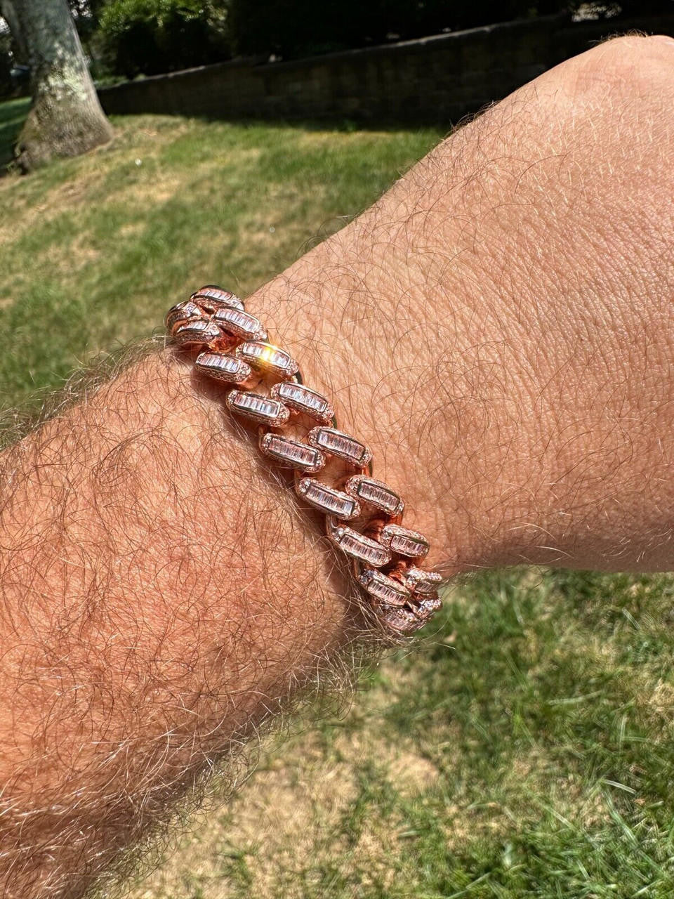 Classic Baguette Miami Cuban Link Bracelet Iced Out - 14k Rose Gold Vermeil 925 Silver - 12mm - 7"-8.5"