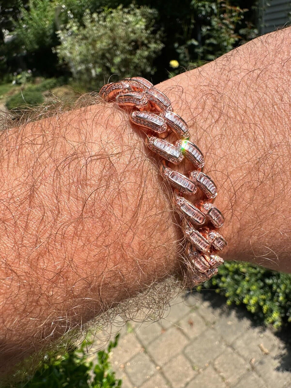 Classic Baguette Miami Cuban Link Bracelet Iced Out - 14k Rose Gold Vermeil 925 Silver - 12mm - 7"-8.5"