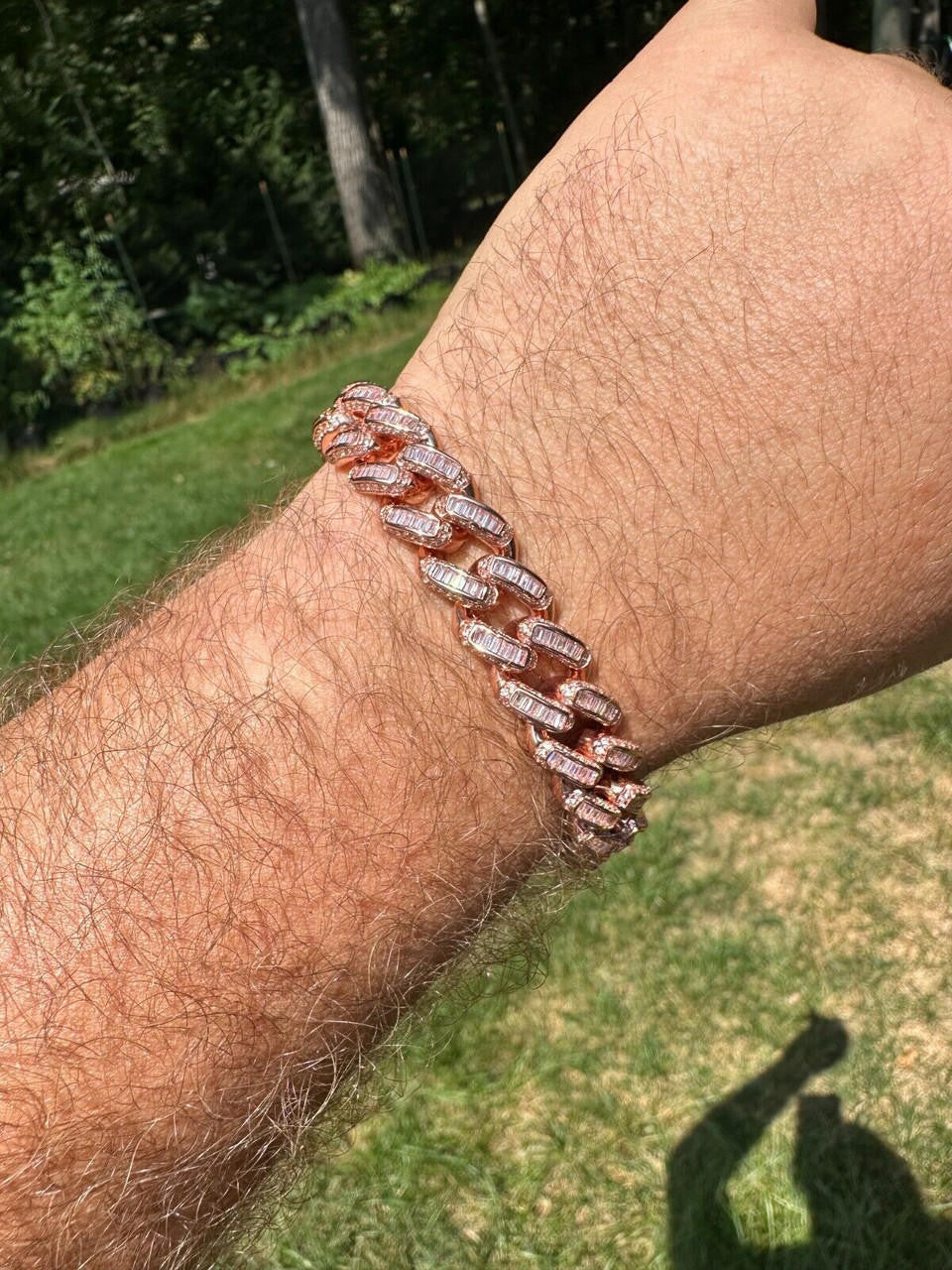 Classic Baguette Miami Cuban Link Bracelet Iced Out - 14k Rose Gold Vermeil 925 Silver - 12mm - 7"-8.5"