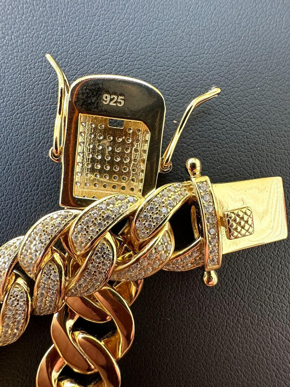 Flat Miami Cuban Link Bracelet Iced Out CZ Stones -14k Gold Vermeil & 925 Silver - 12mm - 7"-9"