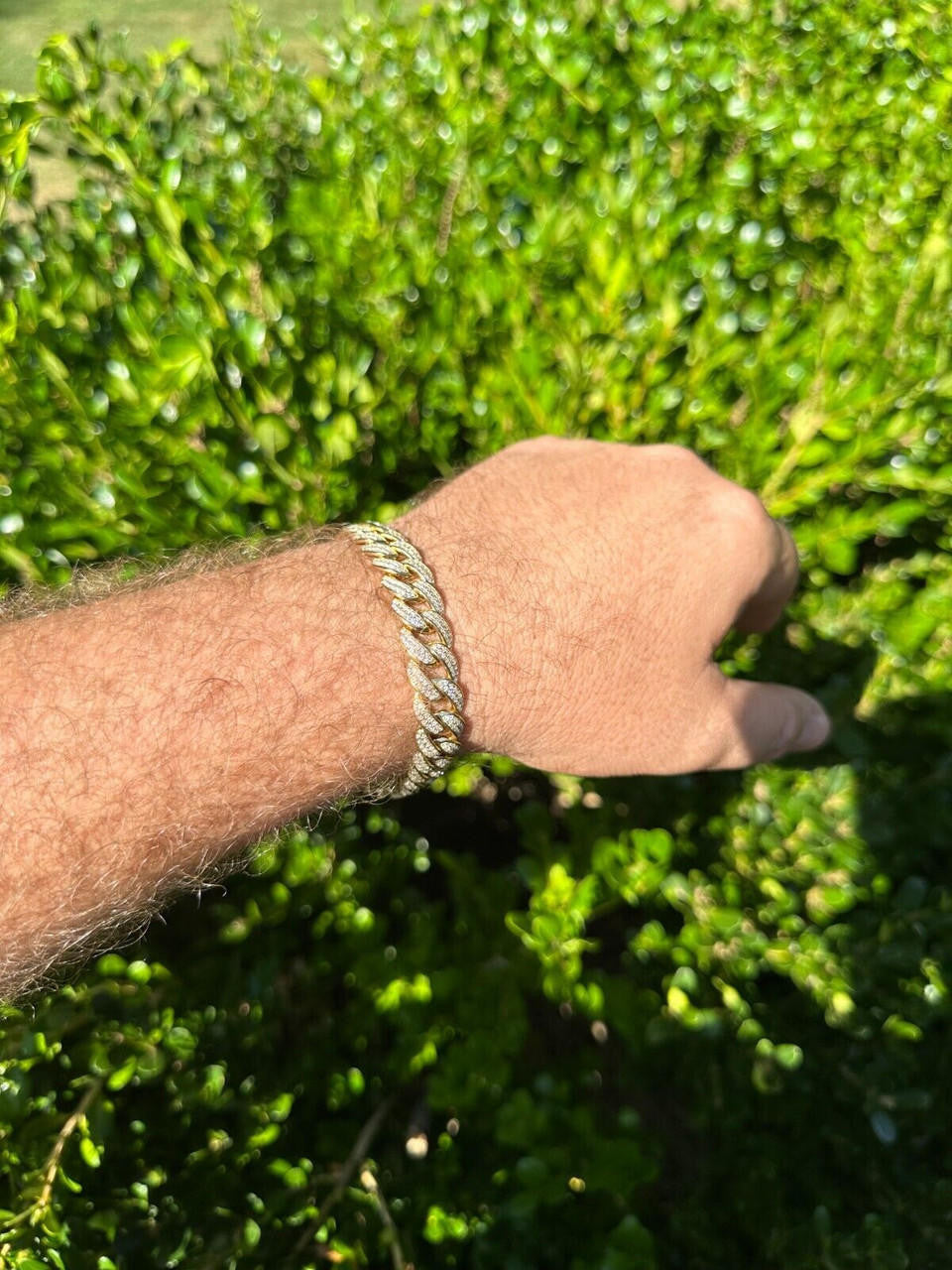 Flat Miami Cuban Link Bracelet Iced Out CZ Stones -14k Gold Vermeil & 925 Silver - 12mm - 7"-9"