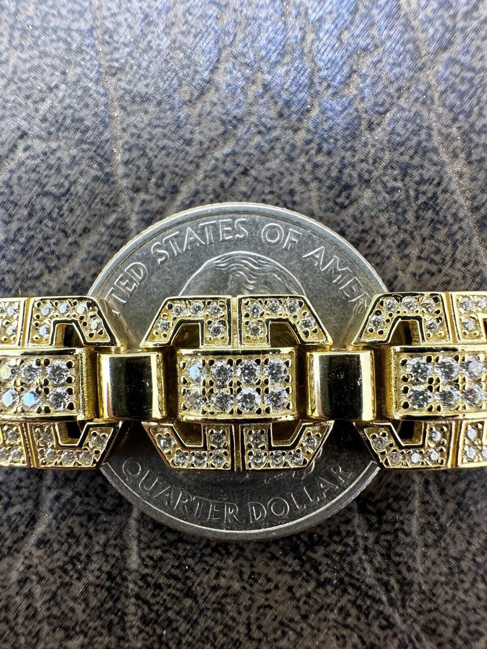 MOISSANITE Octagonal Custom Link Bracelet Iced Out - 14k Gold Vermeil 925 Silver - 12mm - 7"-8.5"