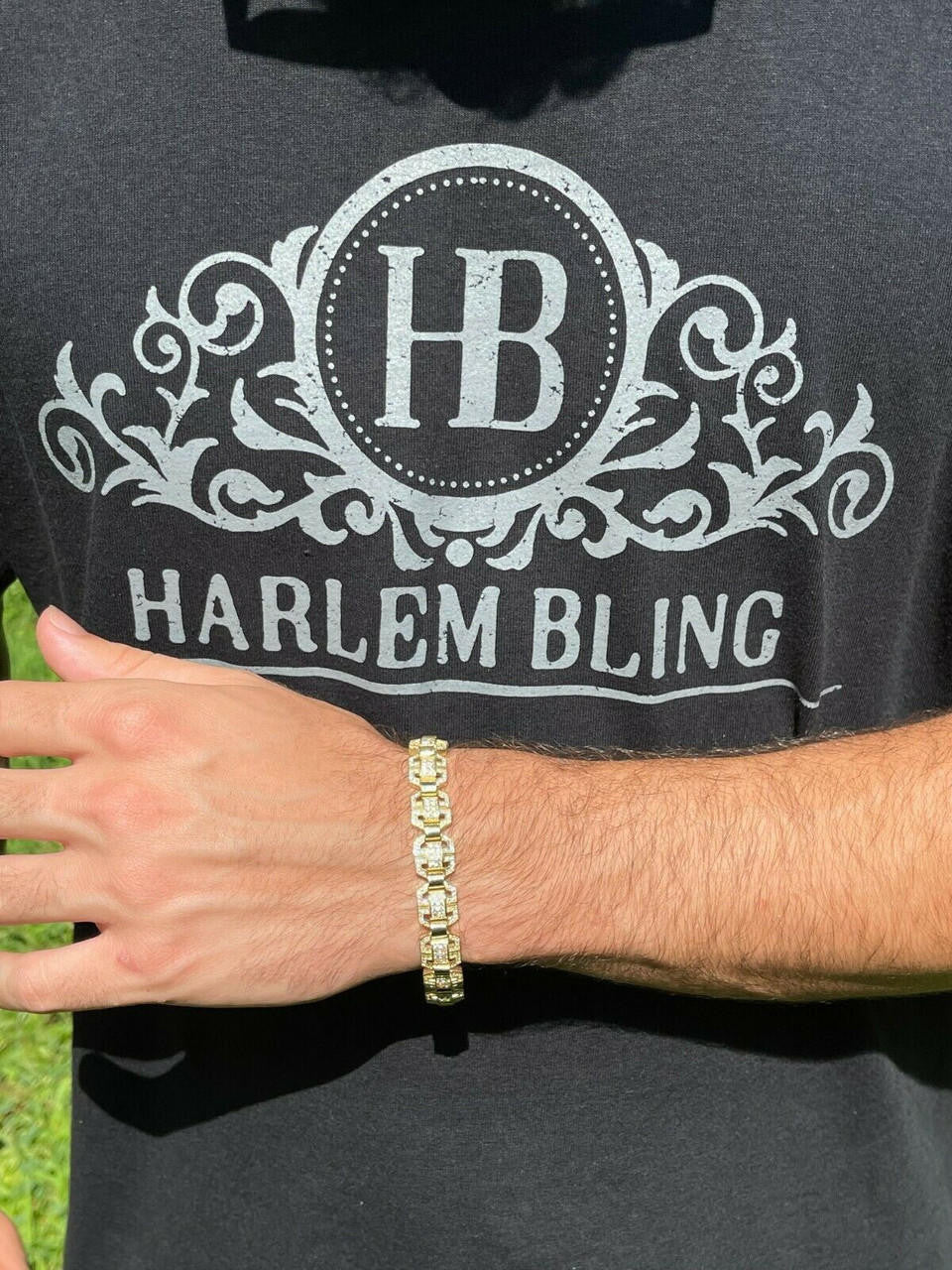MOISSANITE Octagonal Custom Link Bracelet Iced Out - 14k Gold Vermeil 925 Silver - 12mm - 7"-8.5"
