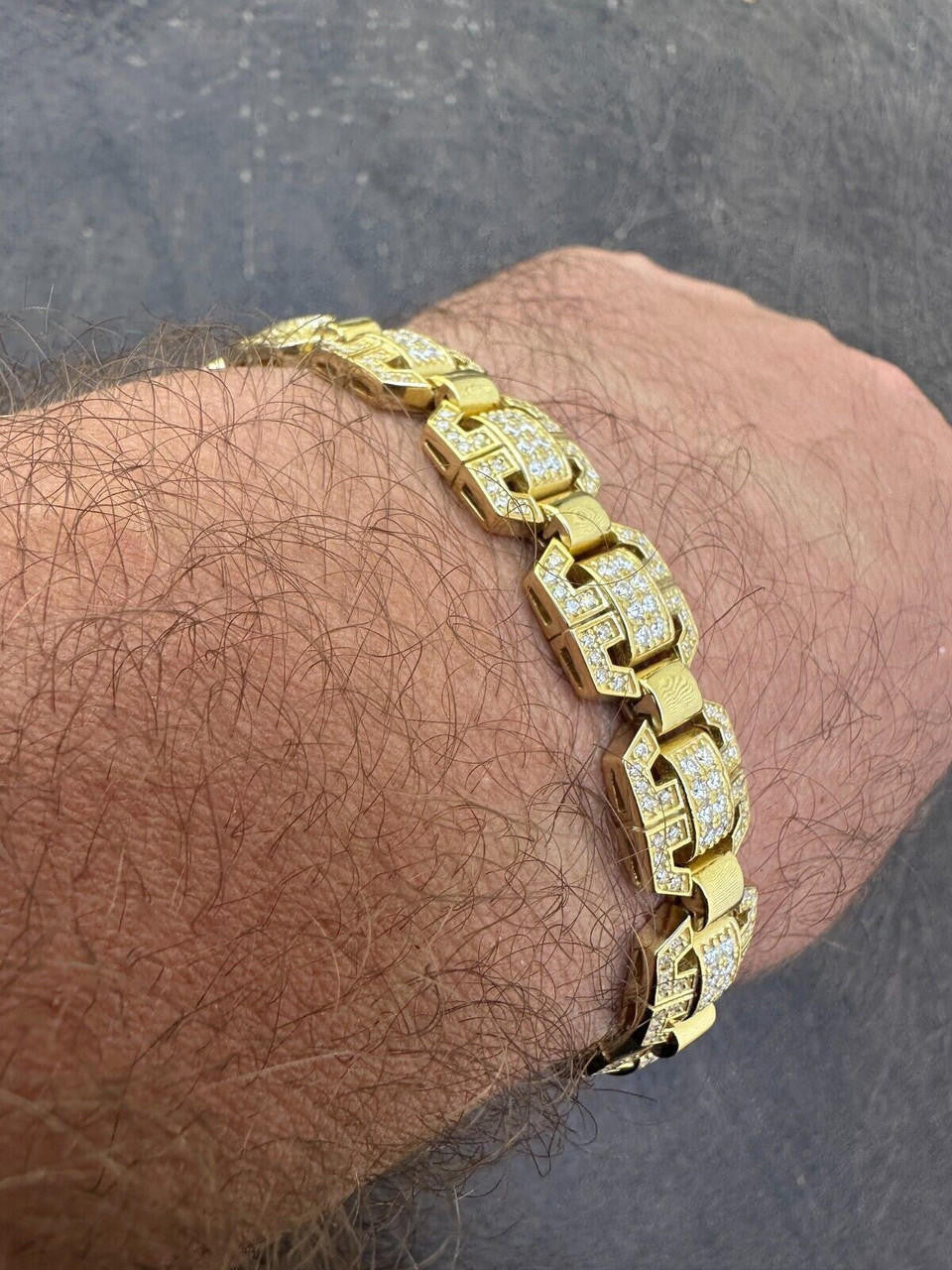MOISSANITE Octagonal Custom Link Bracelet Iced Out - 14k Gold Vermeil 925 Silver - 12mm - 7"-8.5"