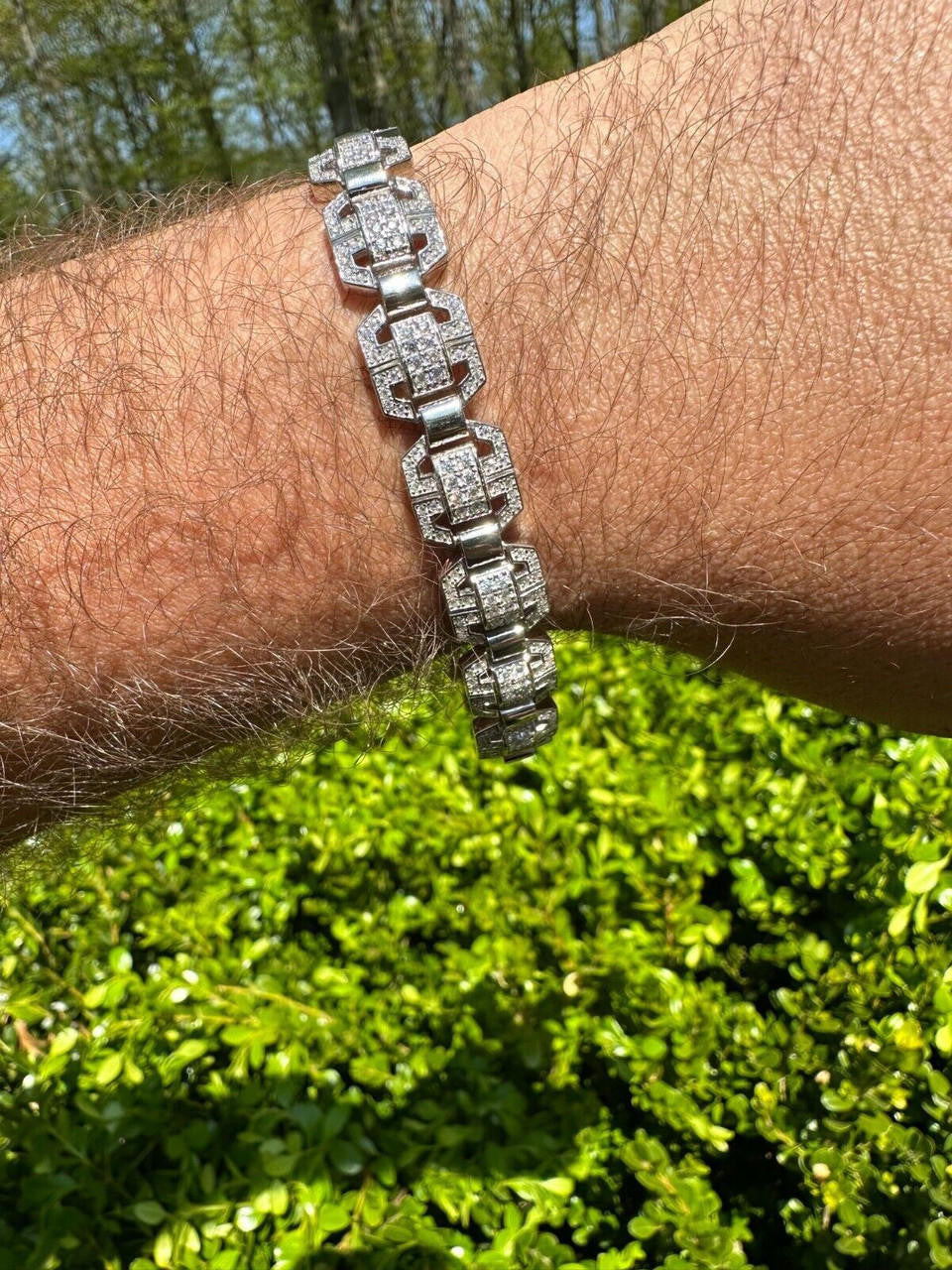 MOISSANITE Octagonal Custom Link Bracelet Iced Out - 925 Silver - 12mm - 7"-8.5"