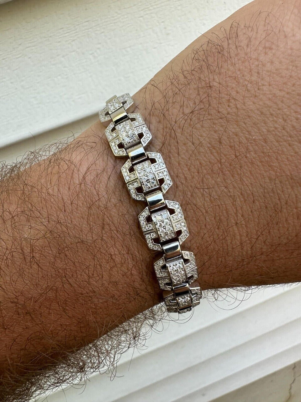 MOISSANITE Octagonal Custom Link Bracelet Iced Out - 925 Silver - 12mm - 7"-8.5"