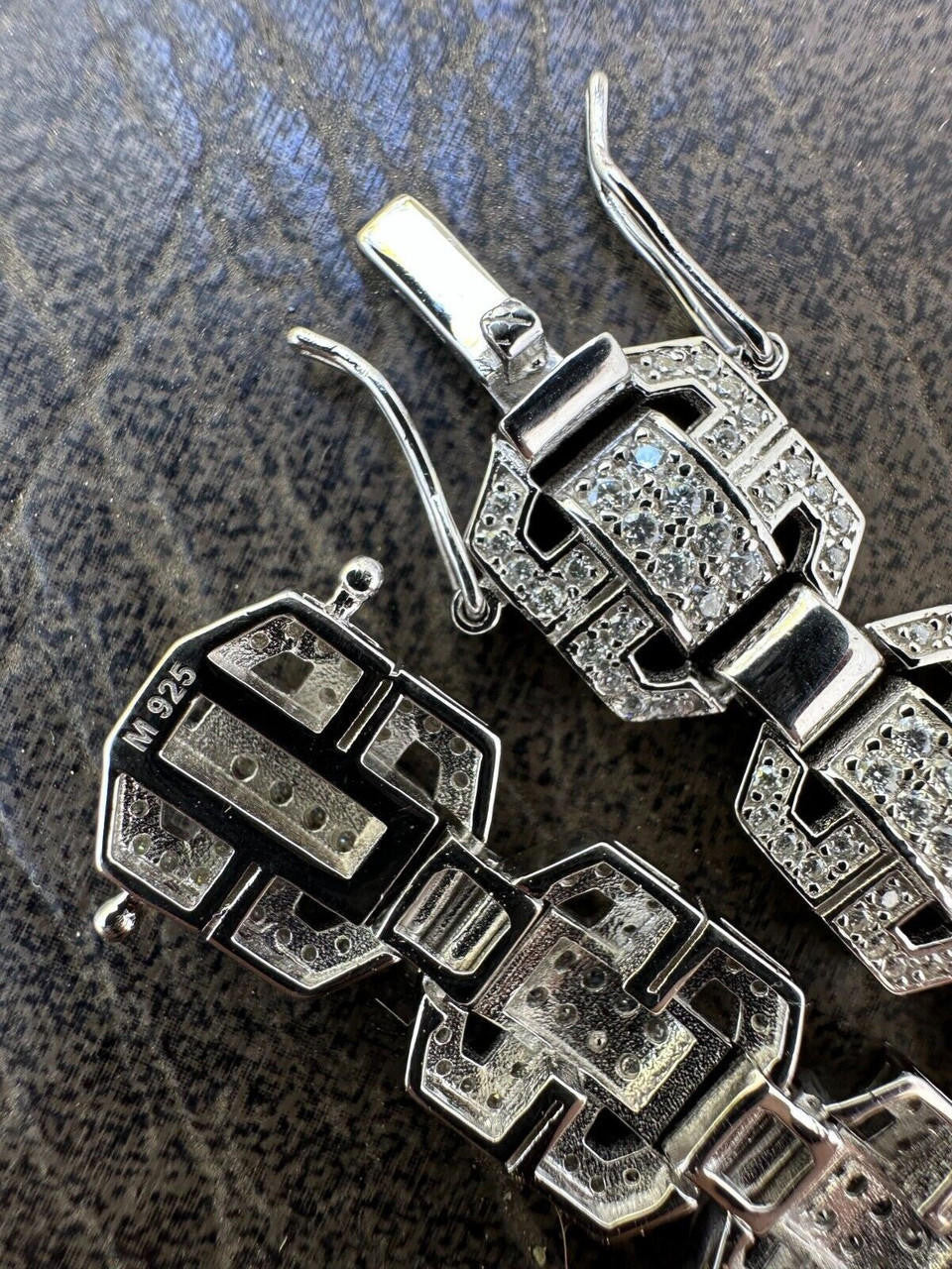MOISSANITE Octagonal Custom Link Bracelet Iced Out - 925 Silver - 12mm - 7"-8.5"