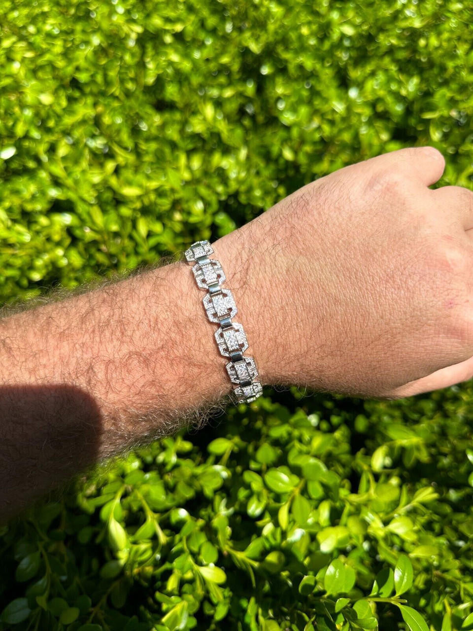 MOISSANITE Octagonal Custom Link Bracelet Iced Out - 925 Silver - 12mm - 7"-8.5"
