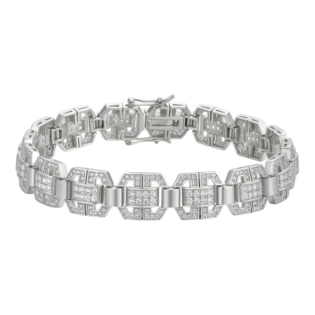 MOISSANITE Octagonal Custom Link Bracelet Iced Out - 925 Silver - 12mm - 7"-8.5"
